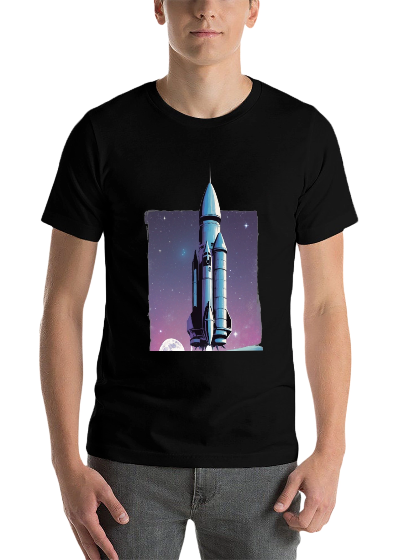 Black Rocket Launch Graphic T-Shirt view 7
