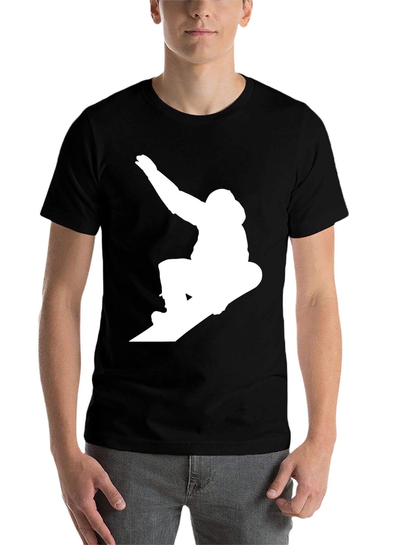 Black Snowboarder Graphic Tee - Black Cotton Blend view 7