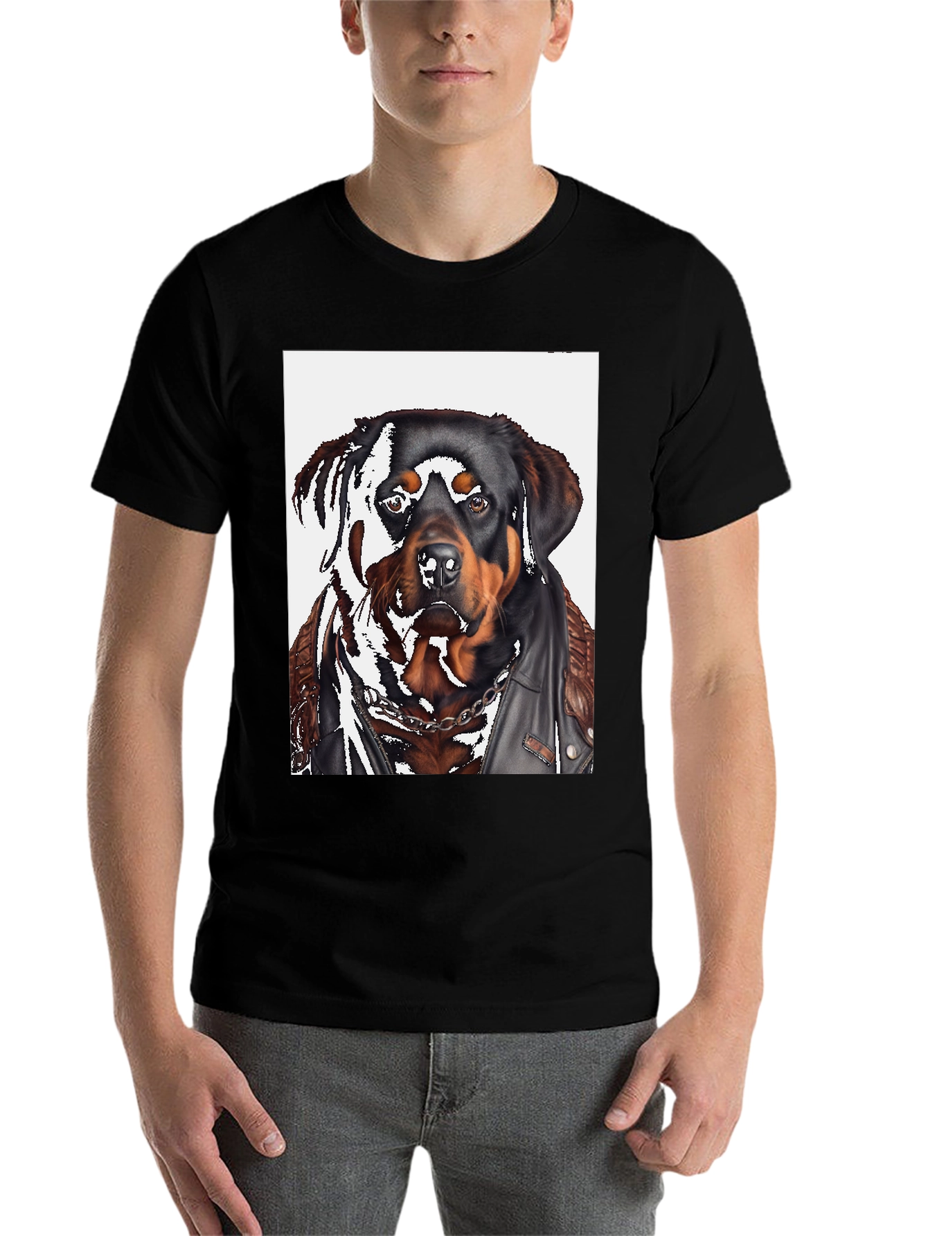 Black Rottweiler Biker T-Shirt view 7
