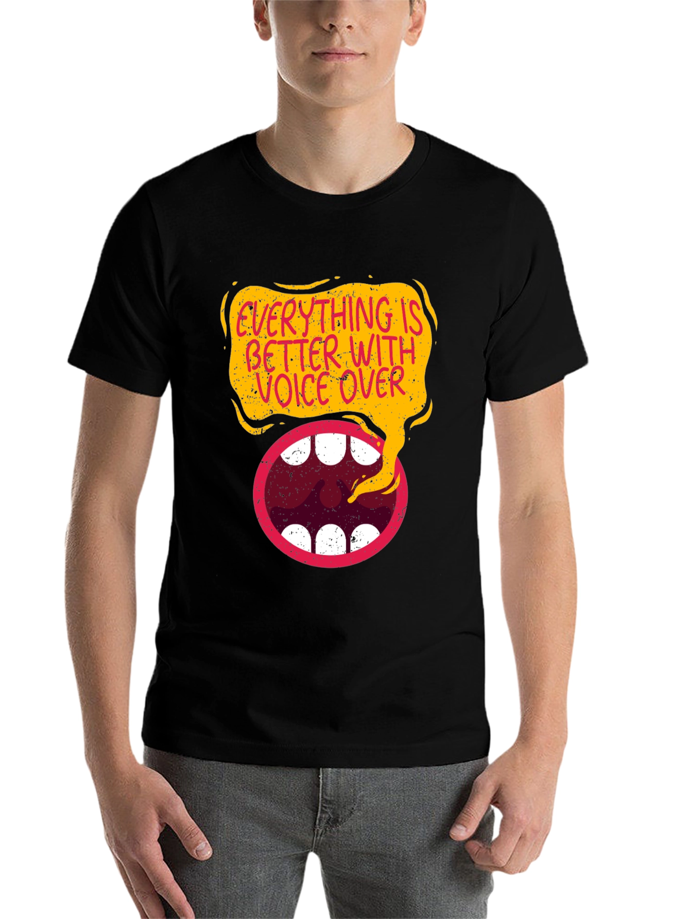 Black Everything is Better With Voice Over Black T-Shirt view 7