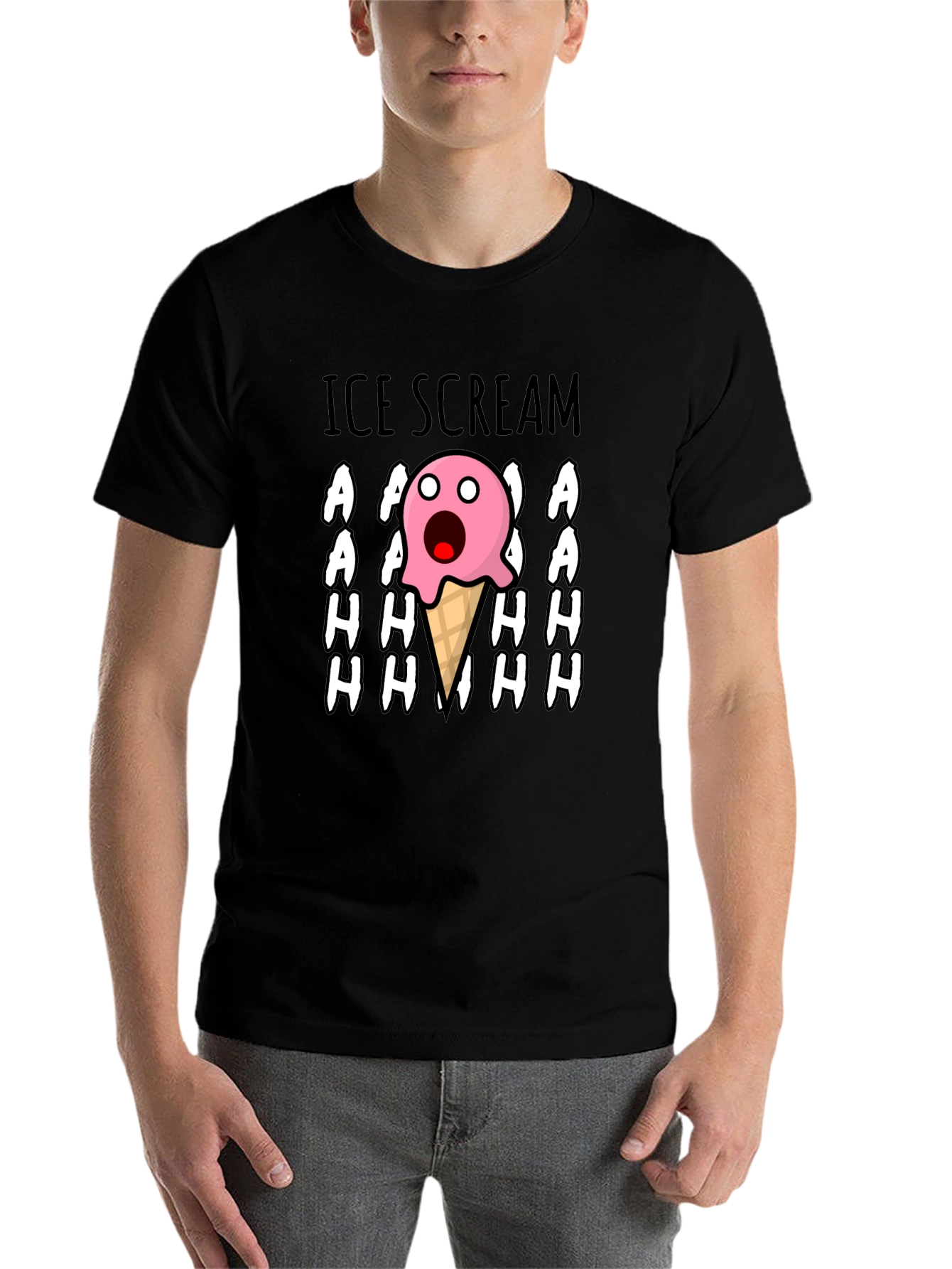 Black Ice Scream Graphic Tee - Funny Cartoon T-Shirt view 7