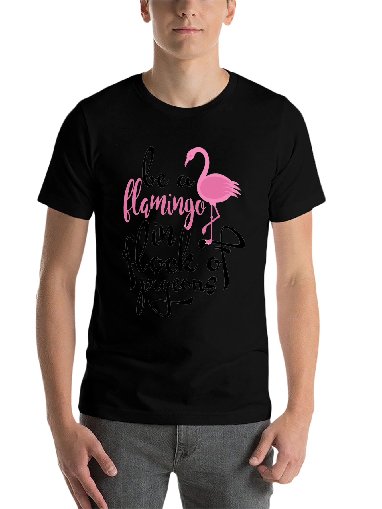 Black Be a Flamingo T-Shirt view 7