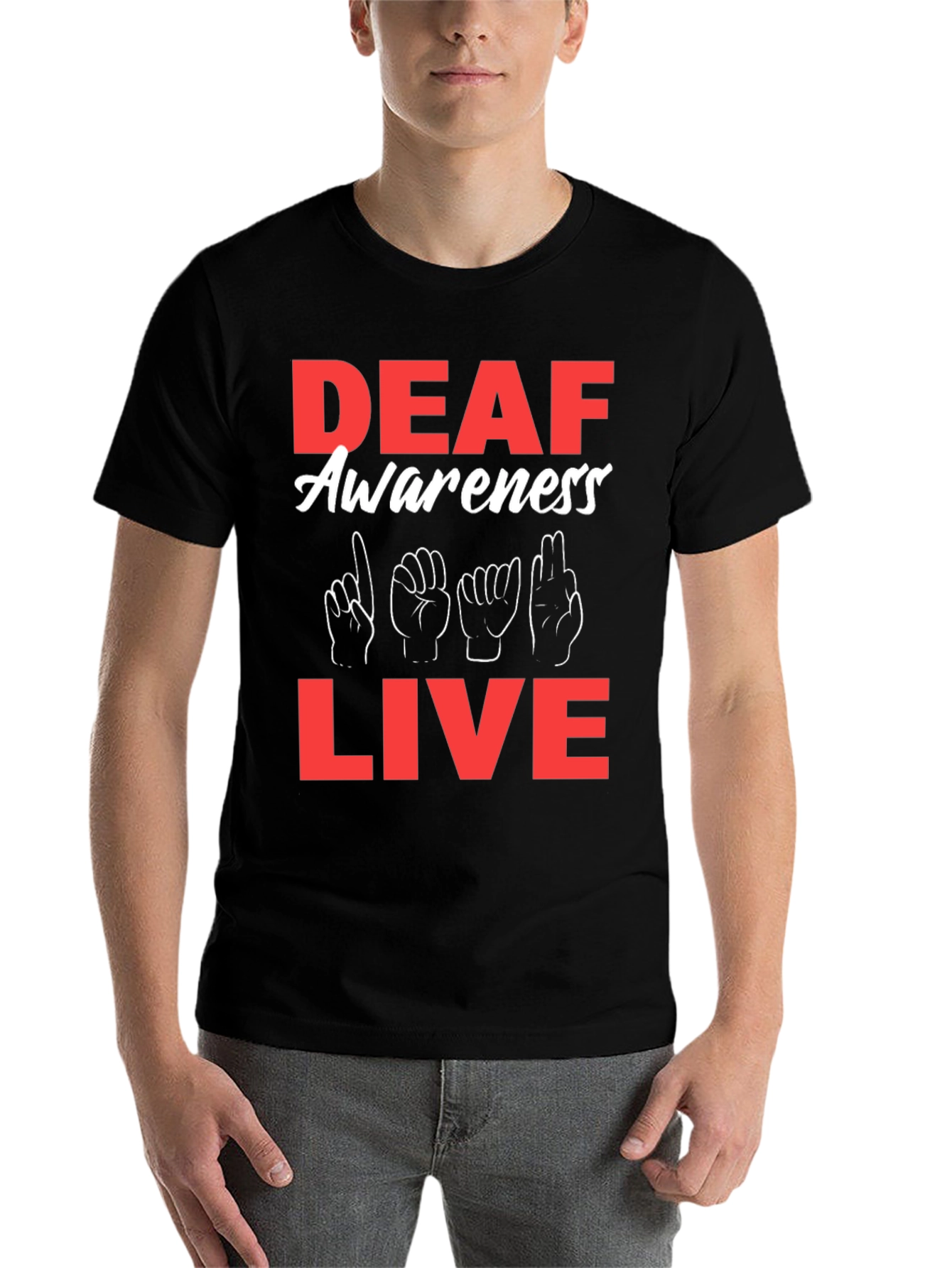 Black Deaf Awareness Live T-Shirt view 7