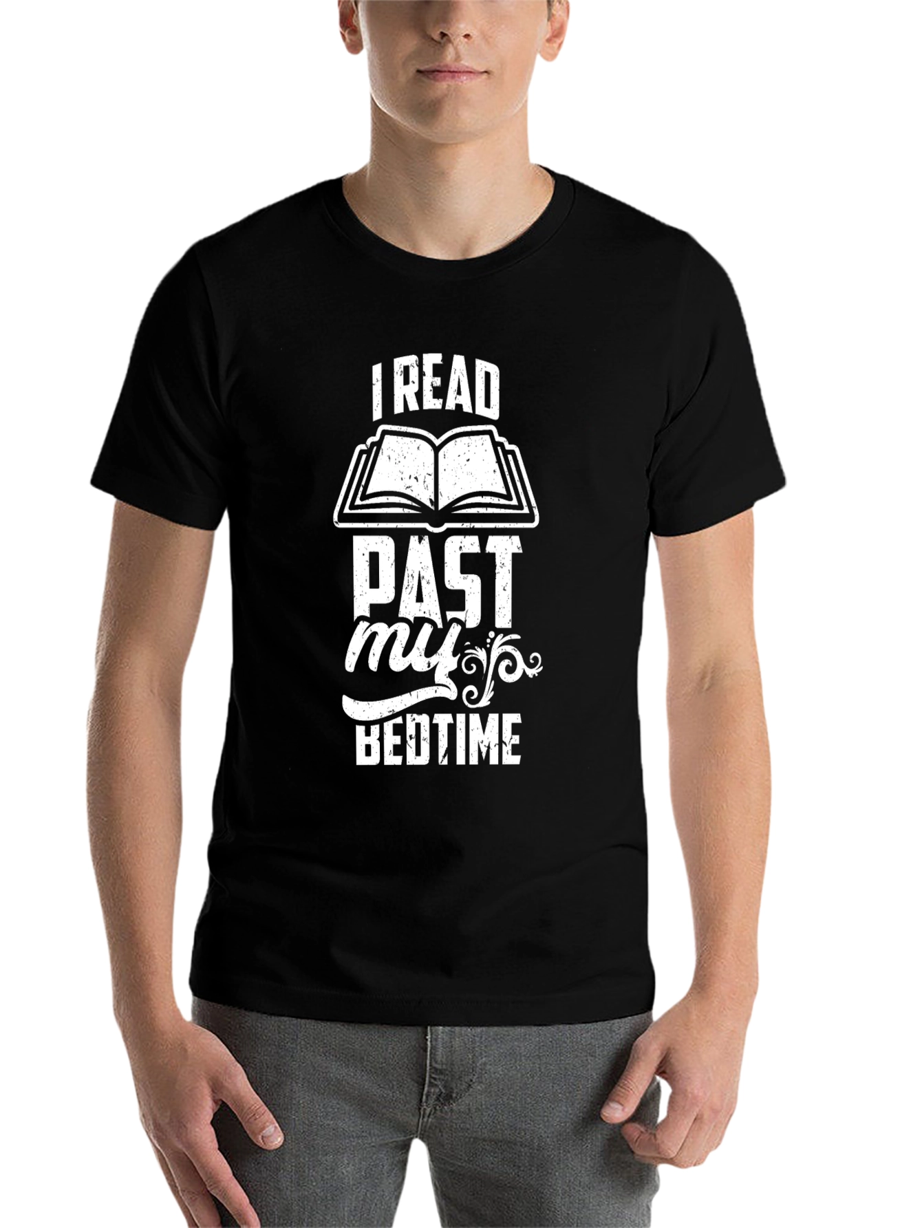Black I Read Past My Bedtime T-Shirt view 7