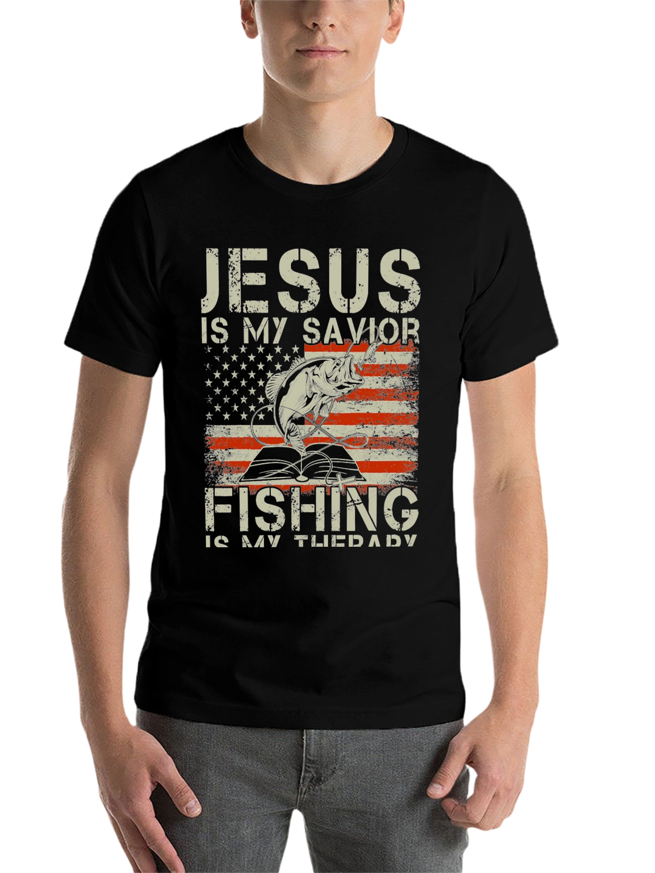 Jesus Is My Savior Fishing Is My Therapy T-Shirt - 7