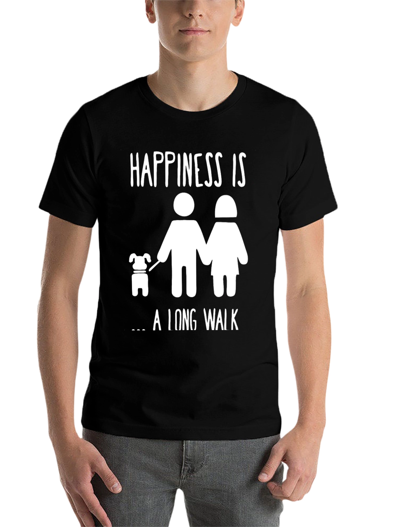 Black Happiness is a Long Walk T-Shirt - Cute Dog Lover Tee view 7