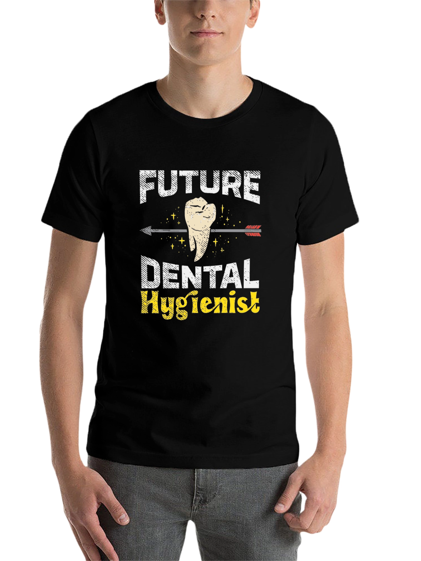 Black Future Dental Hygienist Black Graphic T-Shirt view 7