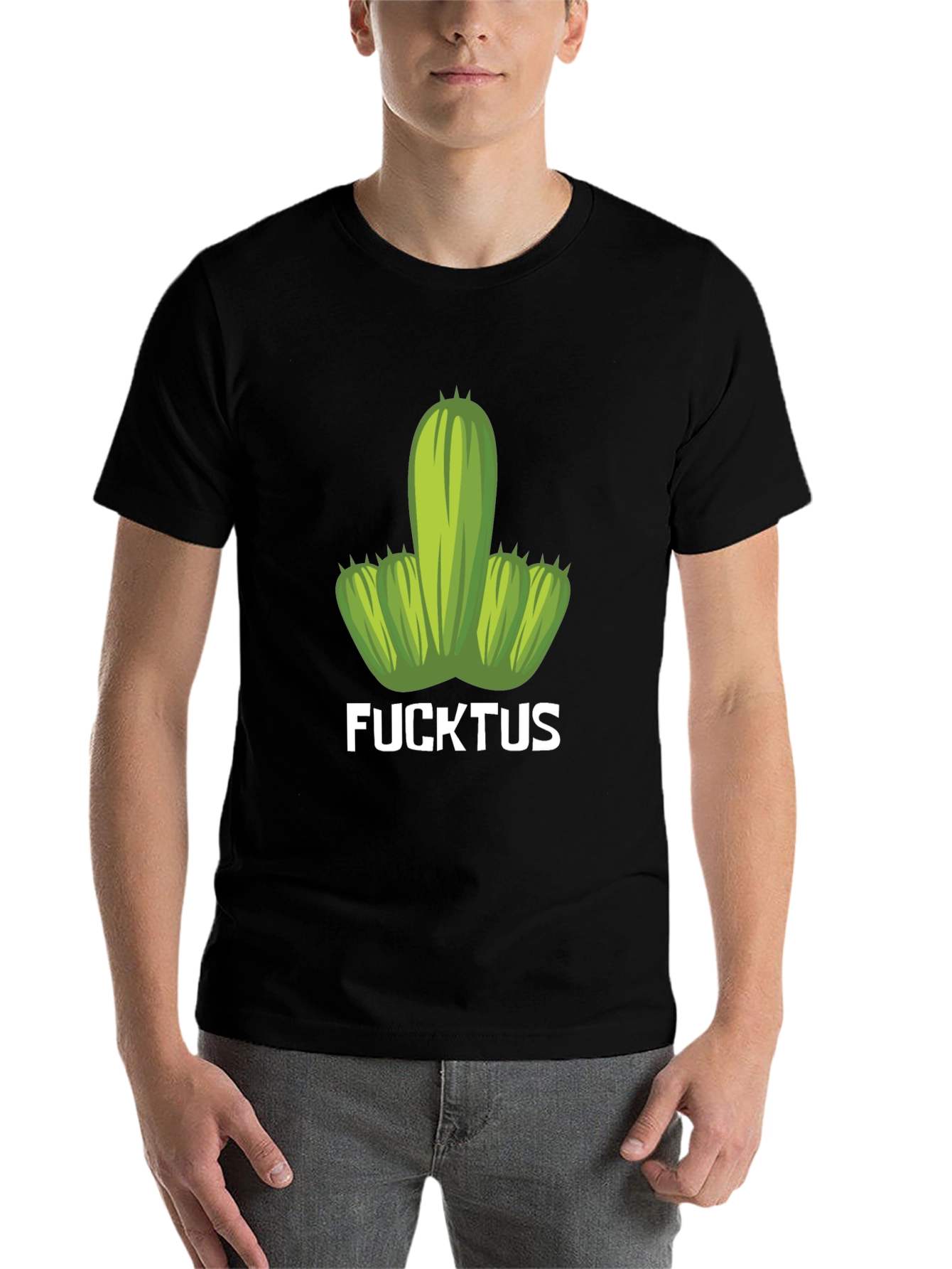 Black Funny Cactus T-Shirt - Adult Humor Novelty Tee view 7