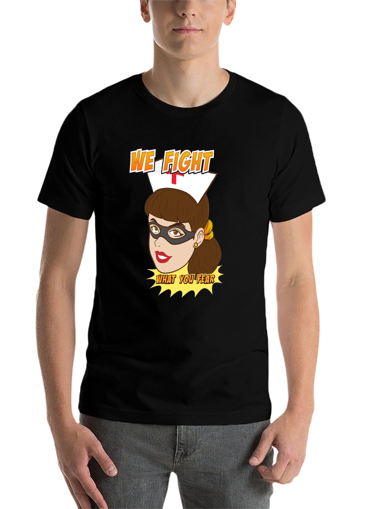 Black Nurse Superhero T-Shirt - We Fight What You Fear view 7