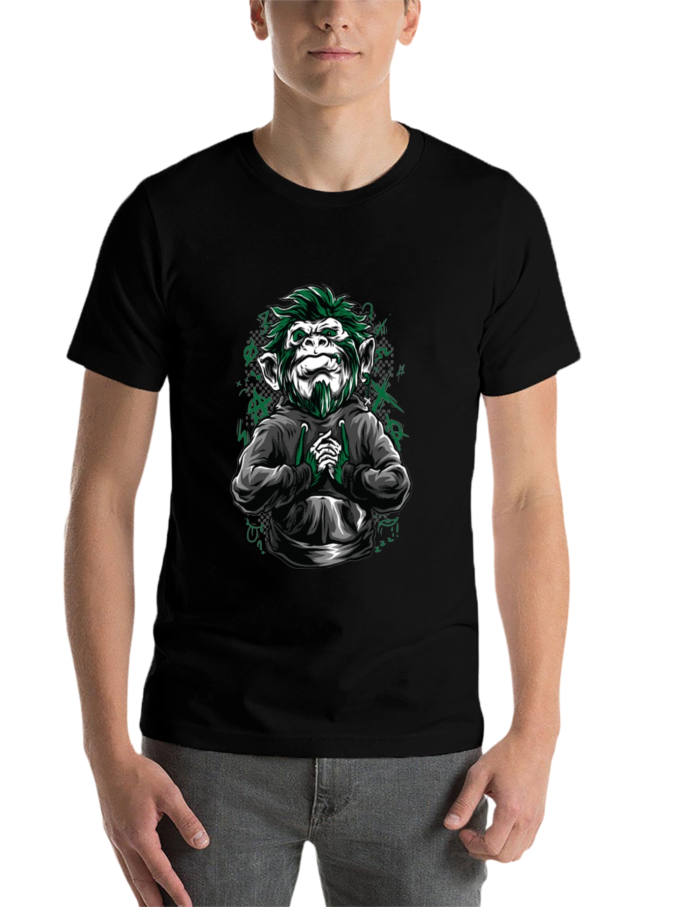 Black Urban Monkey Graphic Tee - Cool & Edgy Design view 7