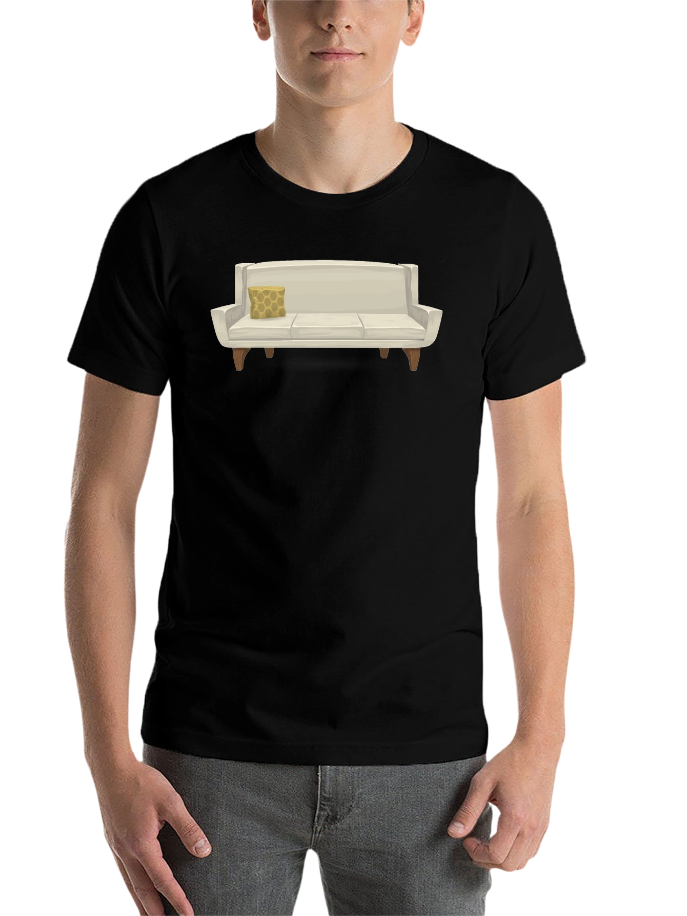 Black Modern Couch Graphic Tee - Comfortable Black T-Shirt view 7