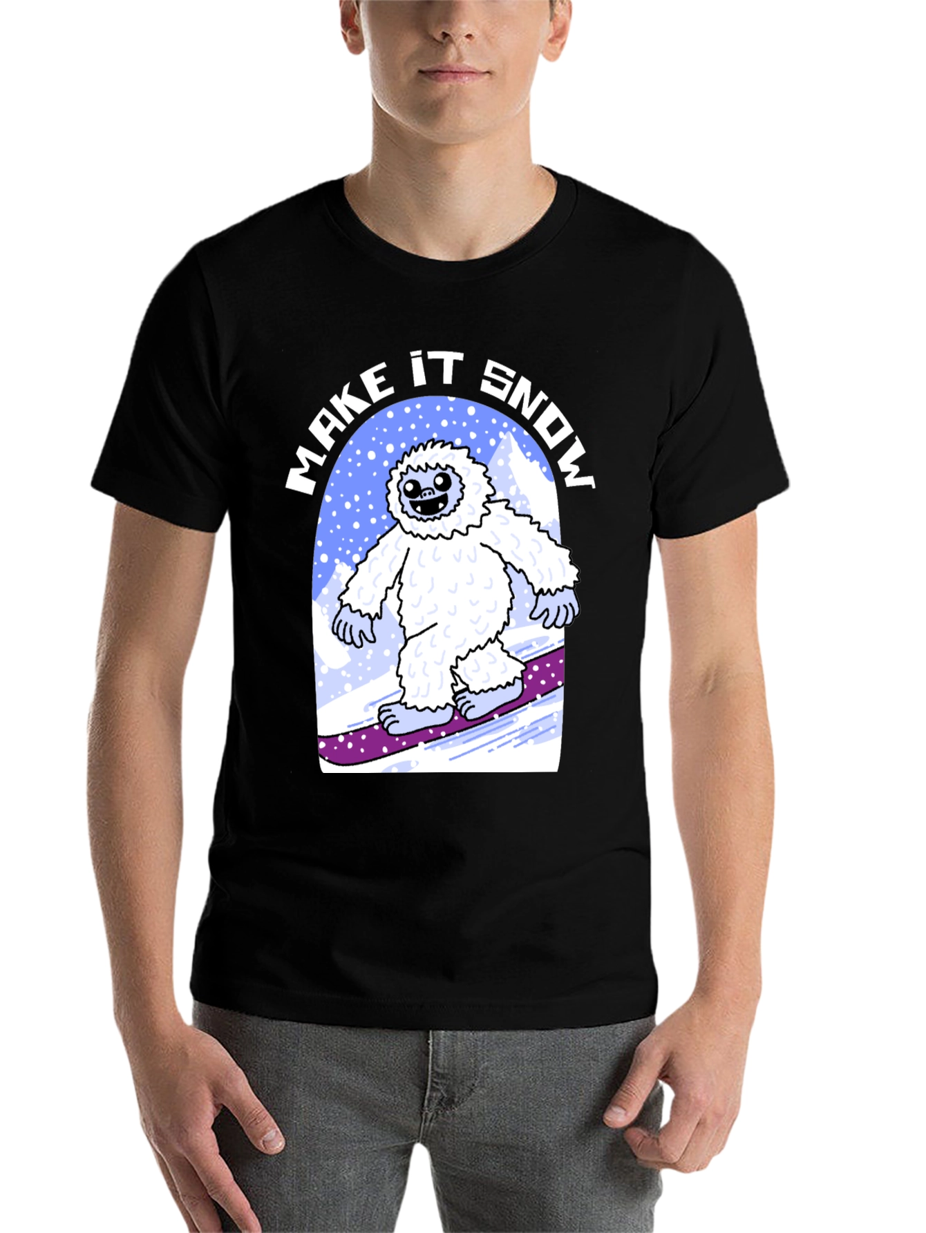 Black Make It Snow Yeti T-Shirt view 7