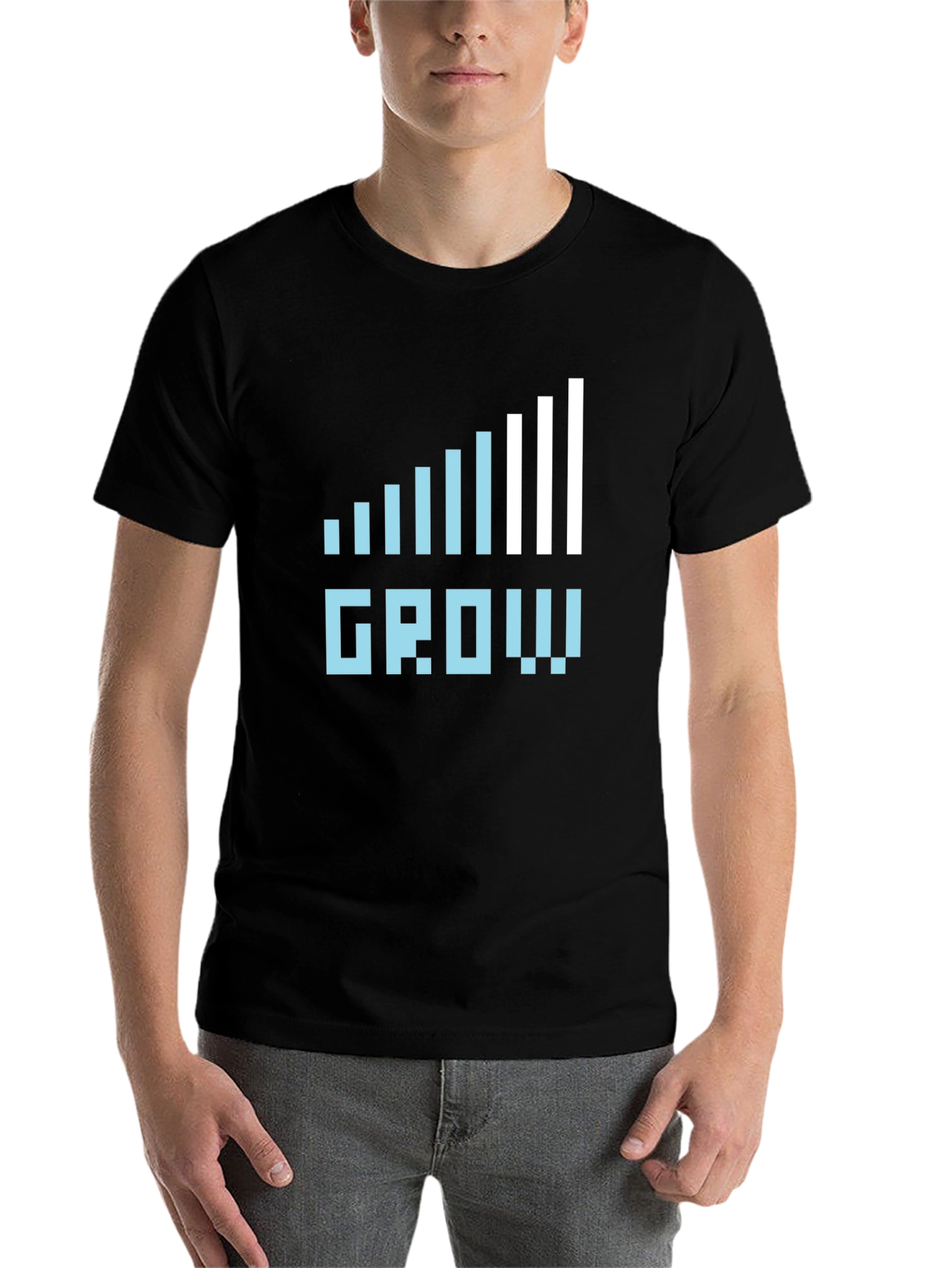 Black Grow Graphic Tee - Black Casual Cotton T-Shirt view 7