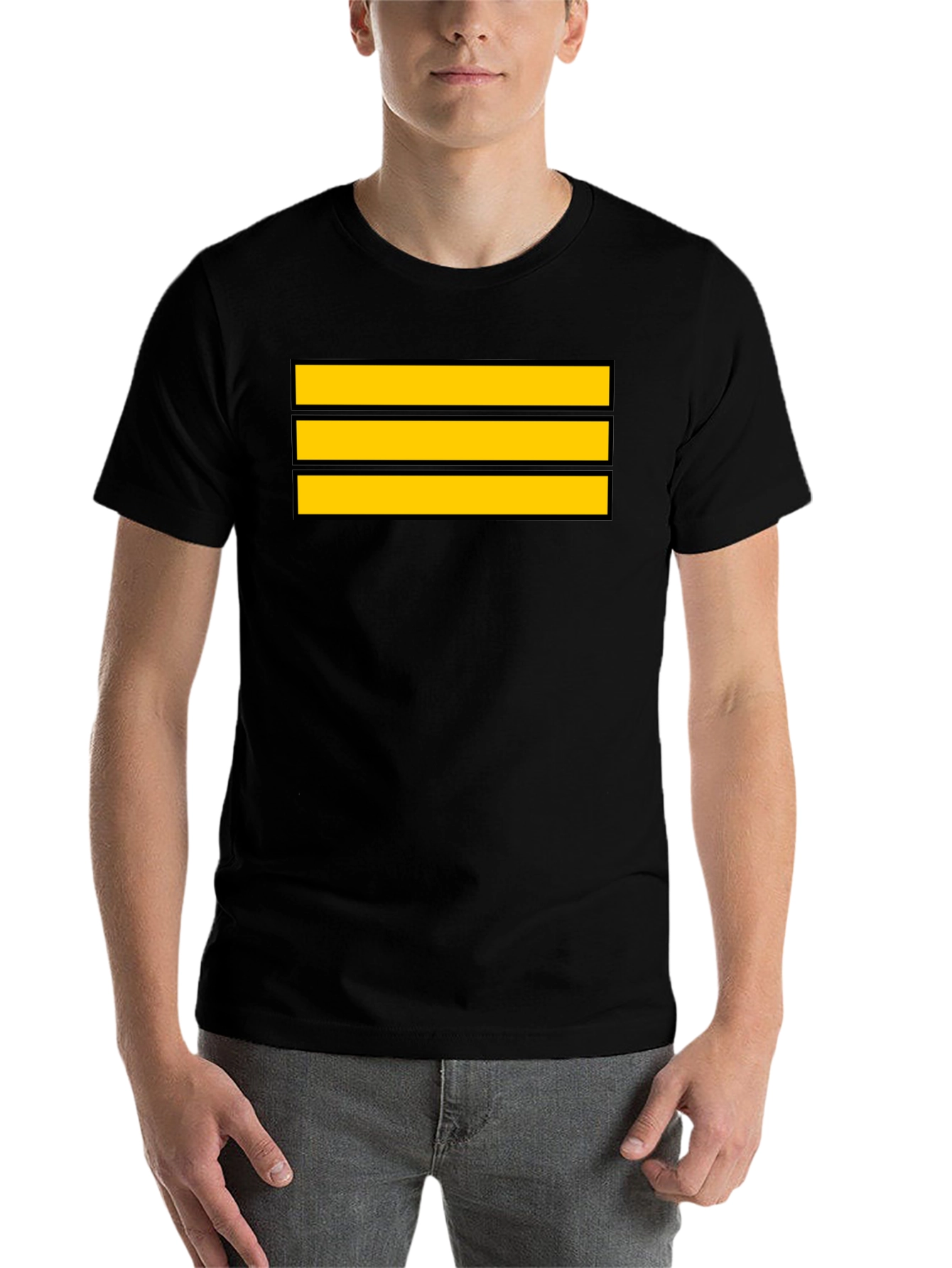 Black Captain Stripes Black Tee - Bold Yellow Lines view 7