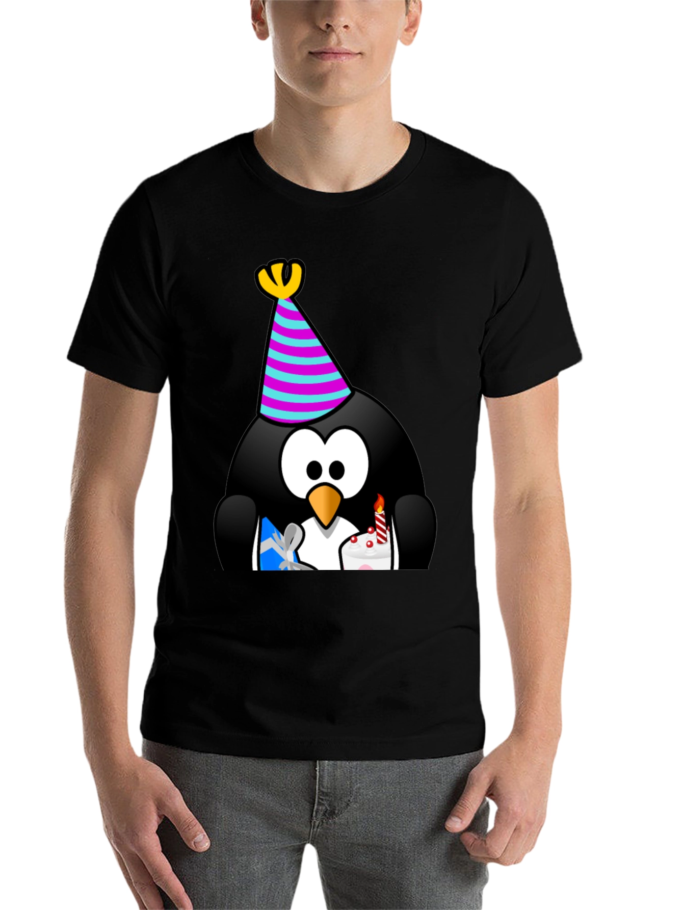 Black Birthday Penguin T-Shirt view 7