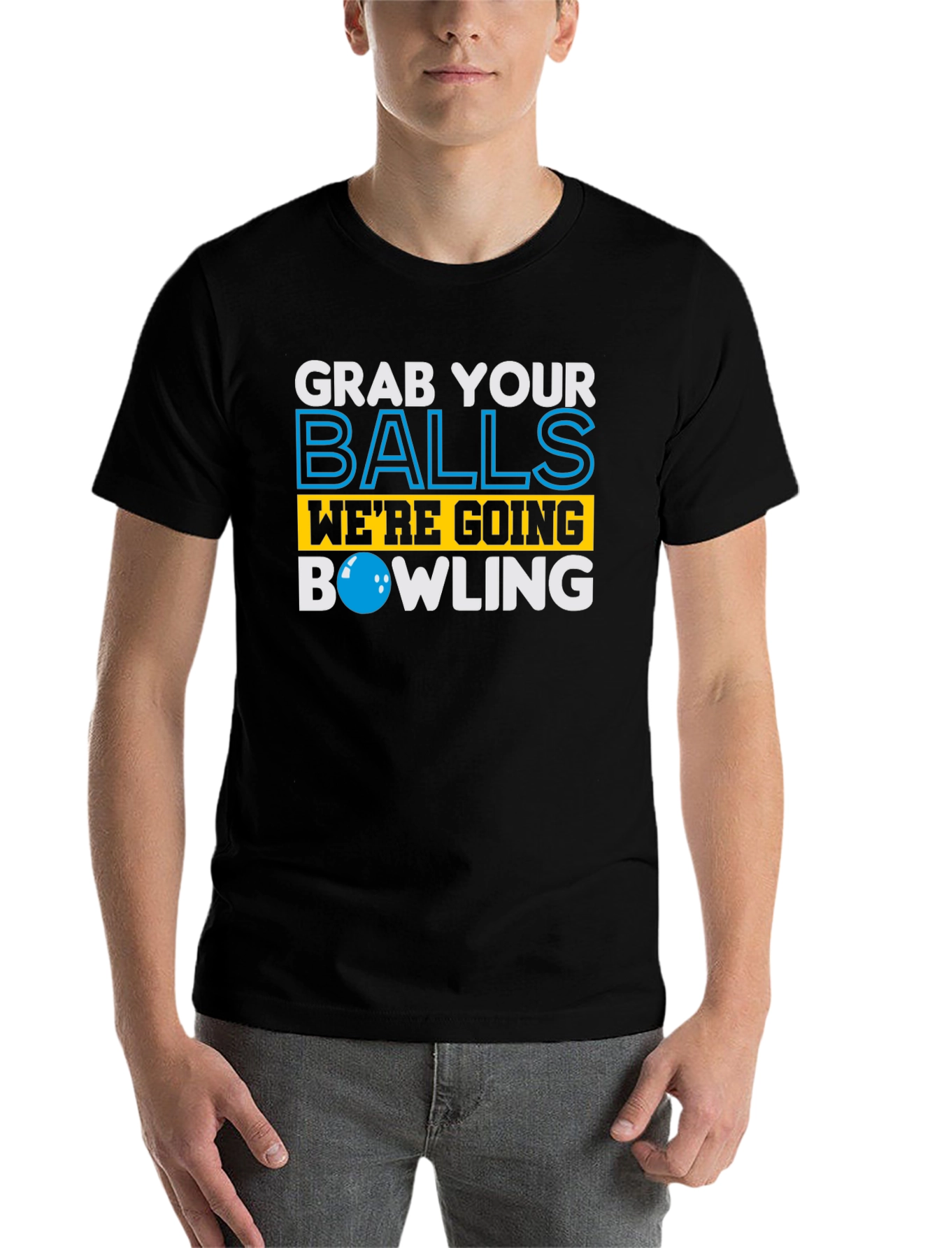 Black Grab Your Balls Bowling Graphic Tee - Funny Bowling Shirt view 7