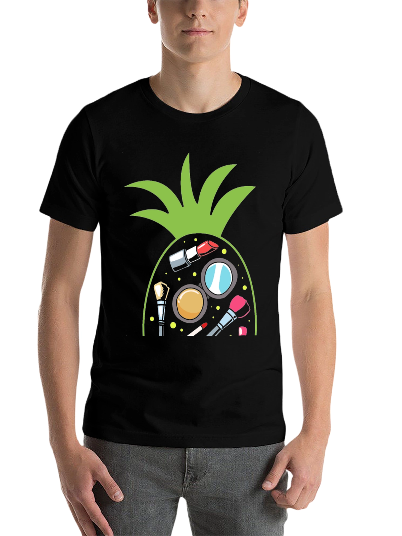 Black Makeup Pineapple Black T-Shirt view 7