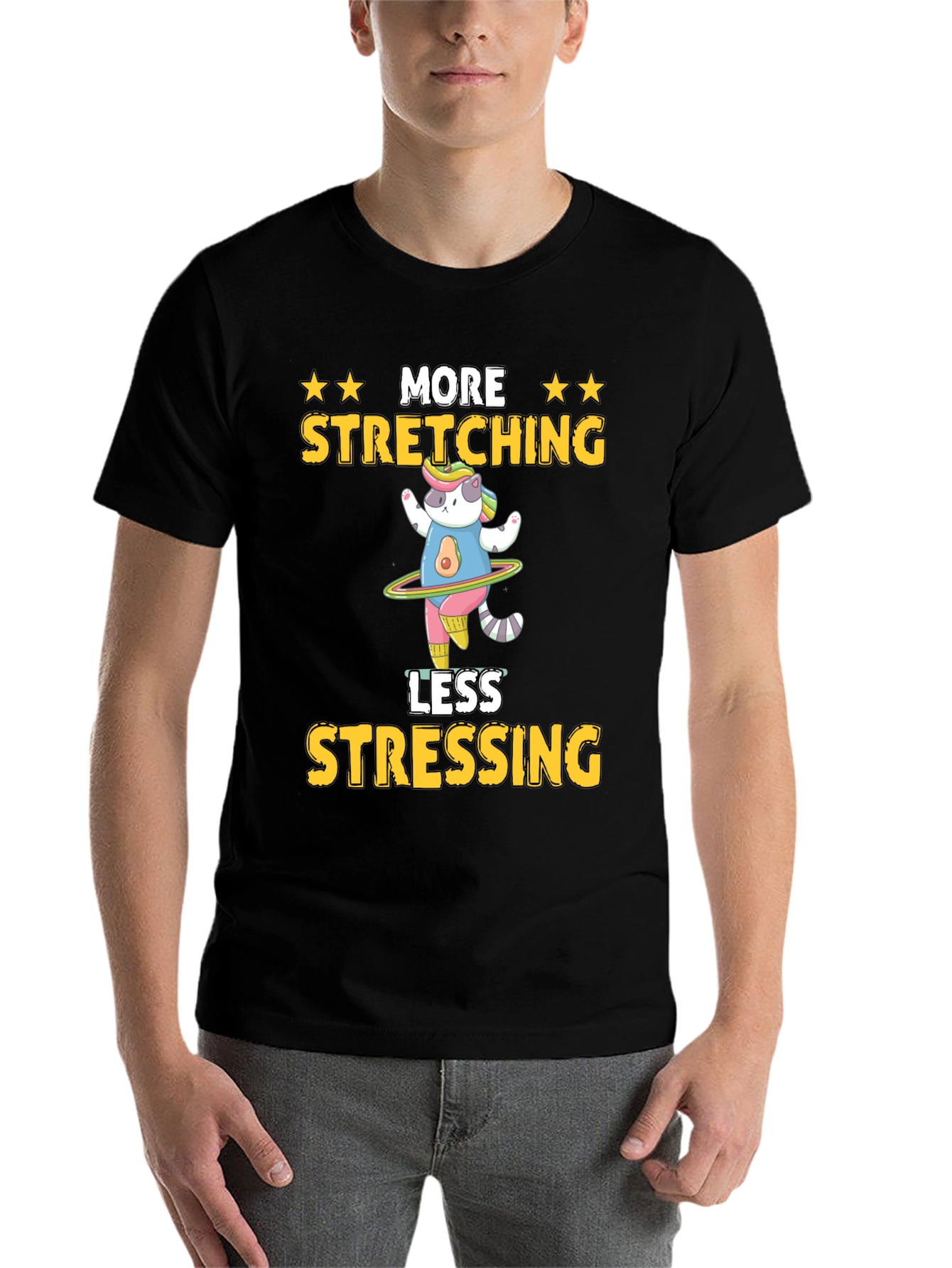 More Stretching Less Stressing Graphic T-Shirt - 7