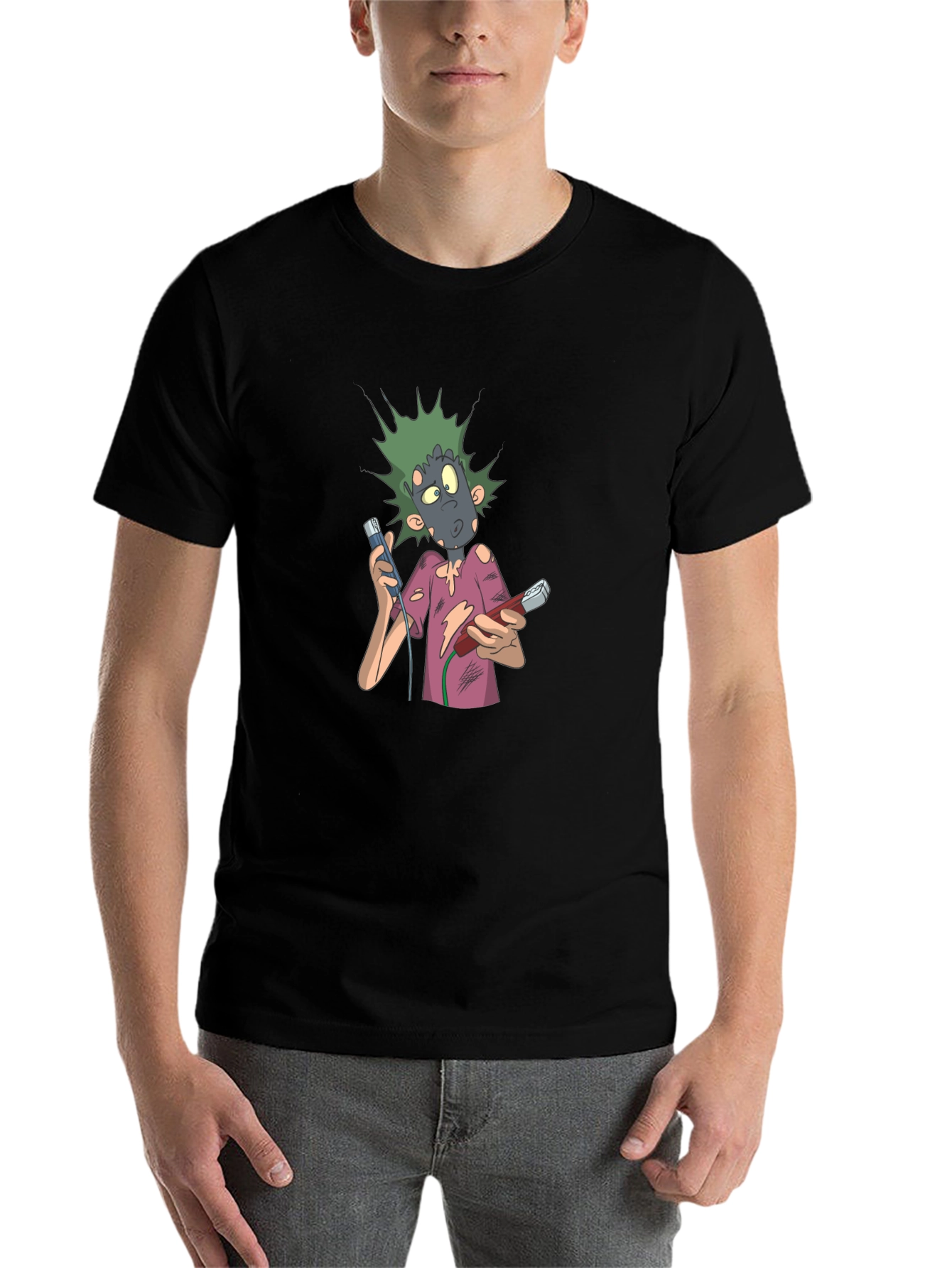Black Cartoon Character Graphic T-Shirt view 7