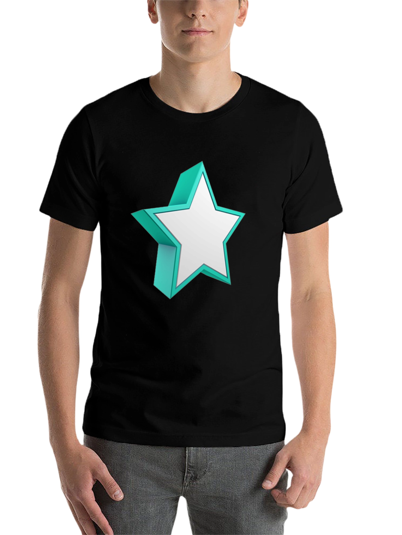 Black 3D Star Graphic Tee - Bold Style Statement view 7