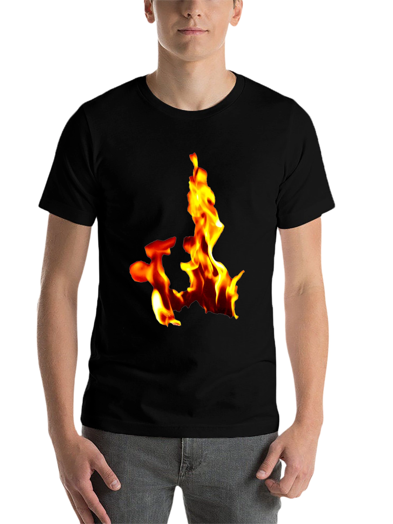 Black Fiery Flames Graphic Tee - Bold Black T-Shirt view 7