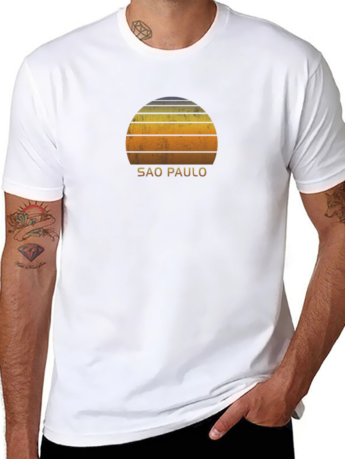 Black Sao Paulo Retro Sunset Graphic T-Shirt - Black view 8