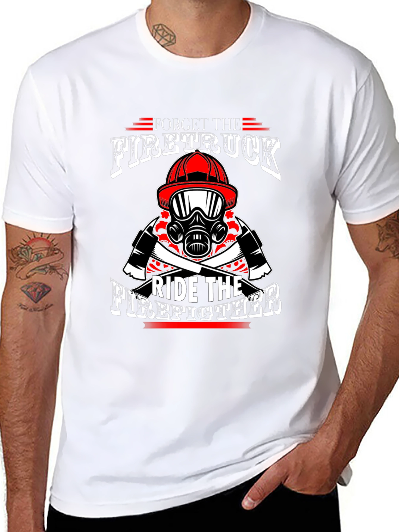 Black Forget Firetruck, Ride Firefighter Black T-Shirt view 8