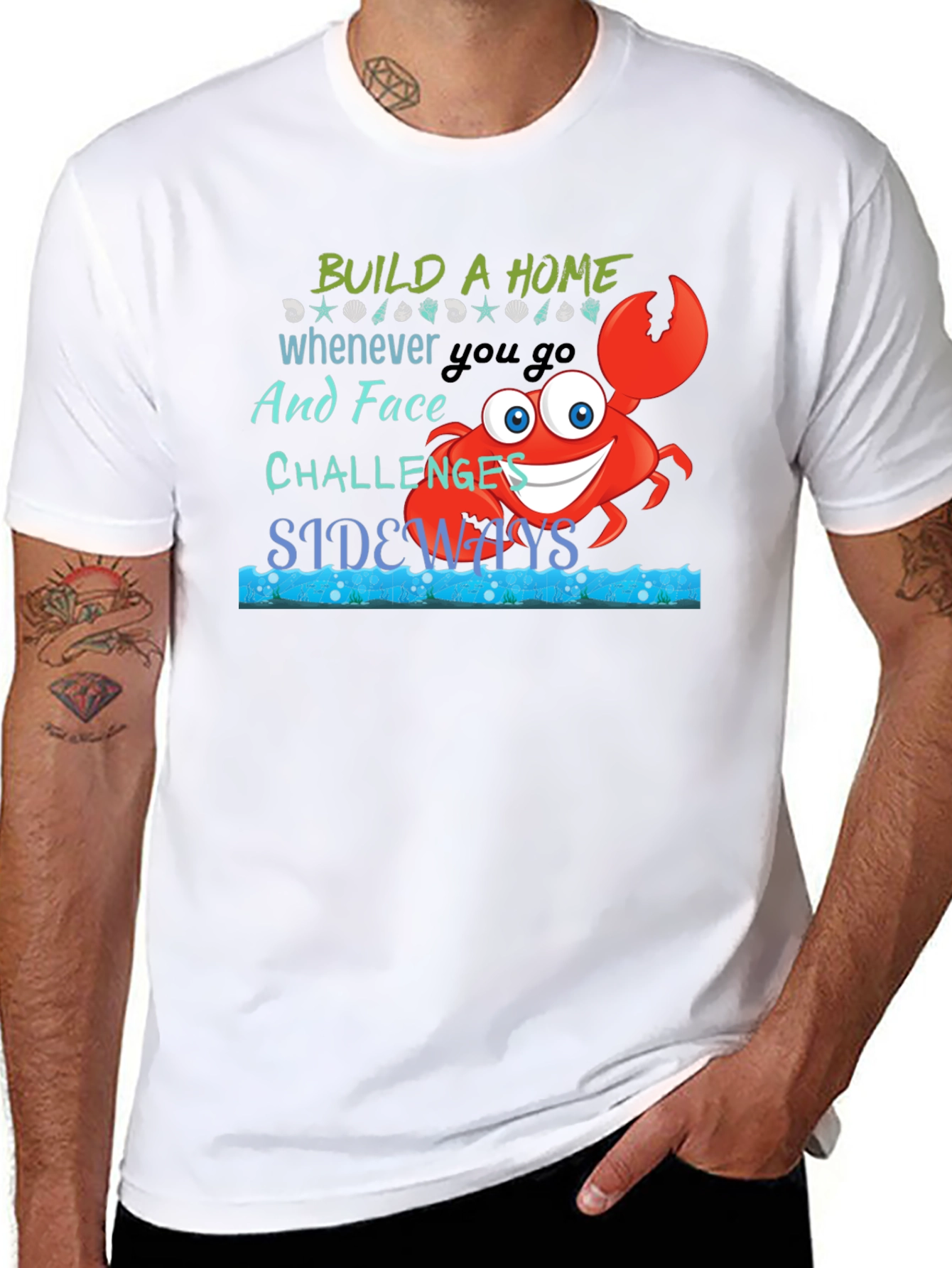 Black Build A Home Crab Graphic T-Shirt view 8