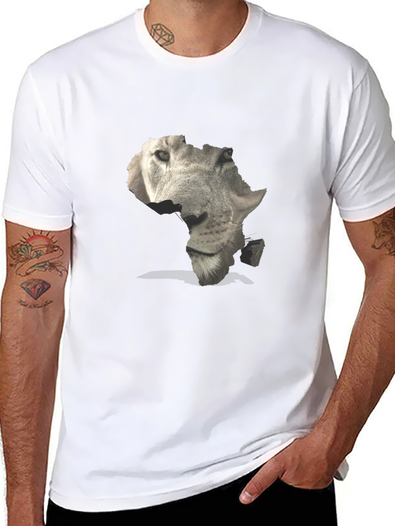 Black Africa Lion Face Graphic Tee - Black view 8