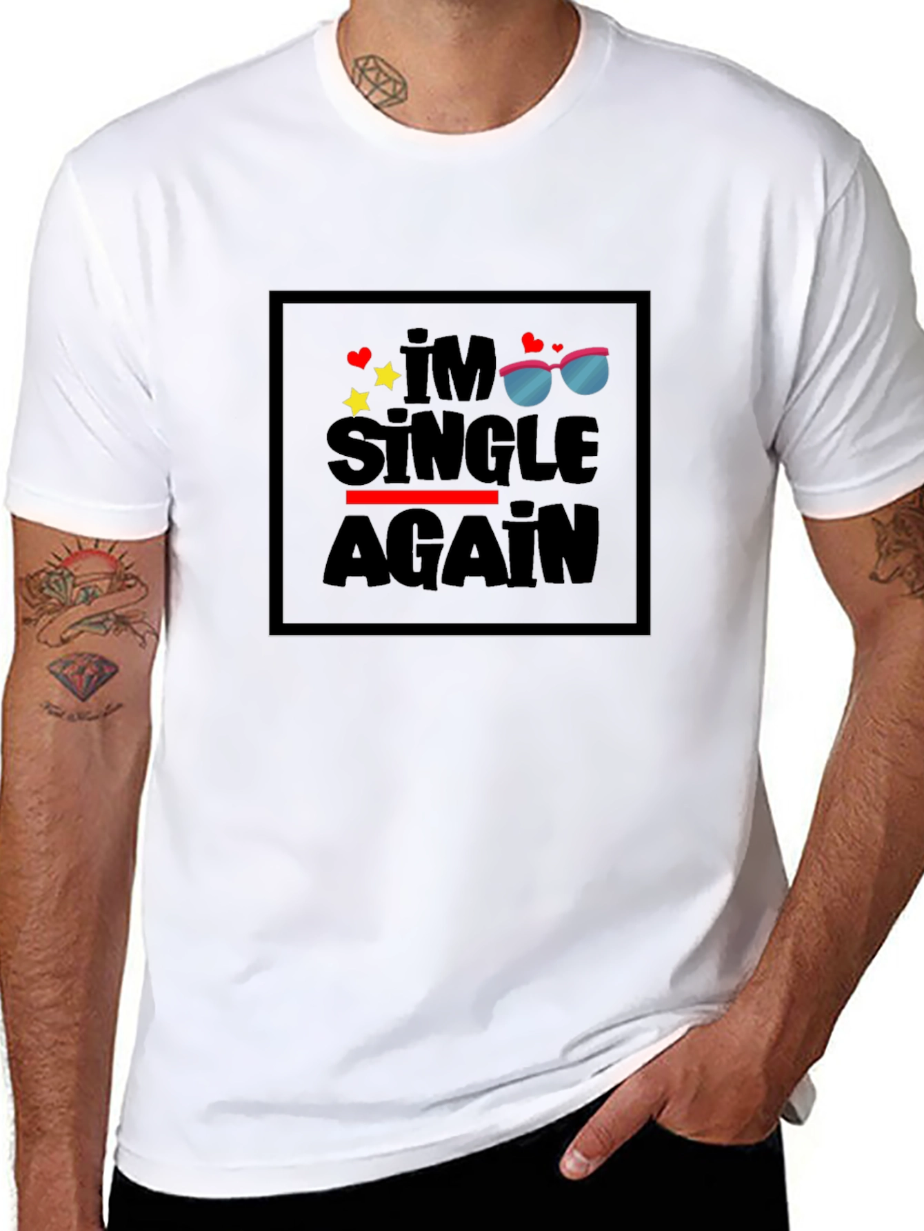 Black I'm Single Again T-Shirt - Fun Trendy Tee view 8
