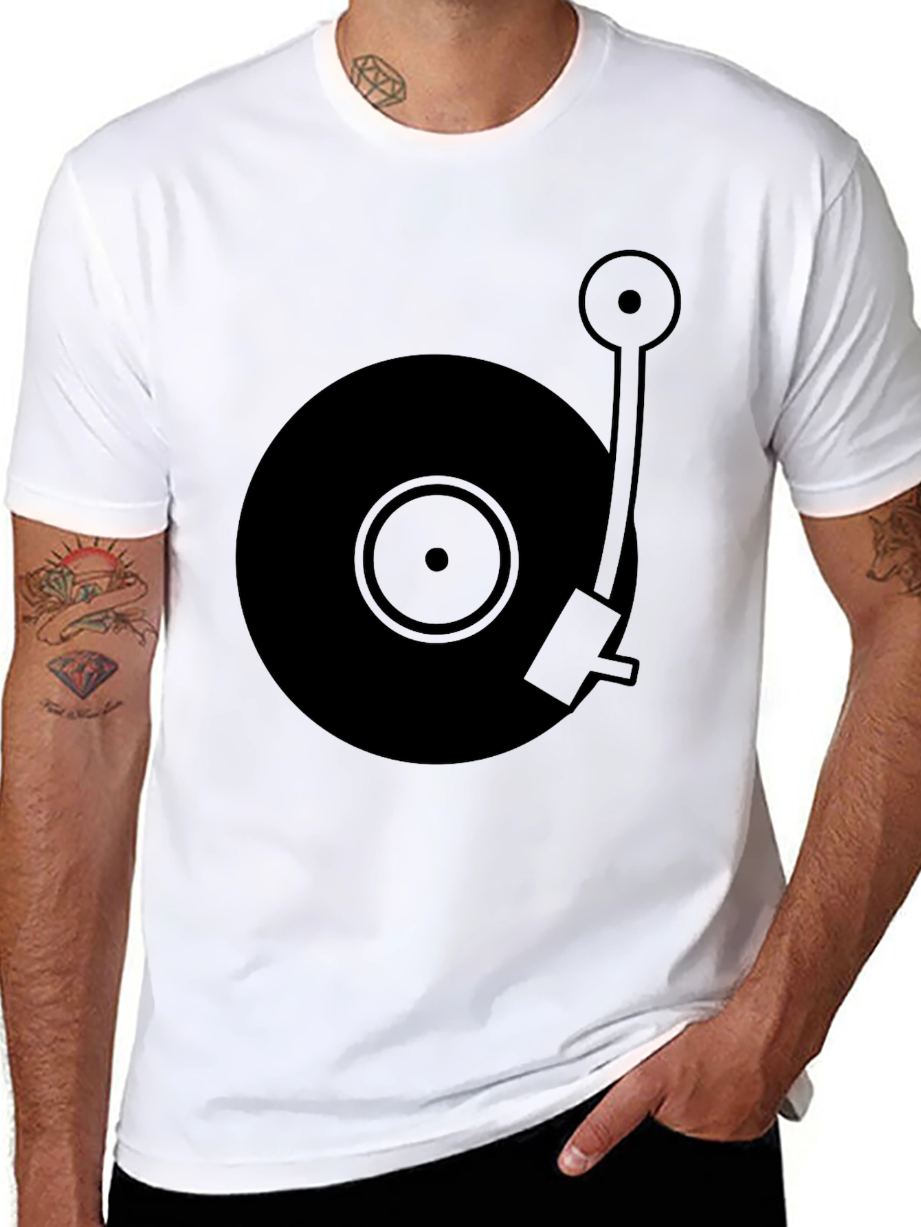 Black Vintage Turntable Graphic T-Shirt - Black view 8