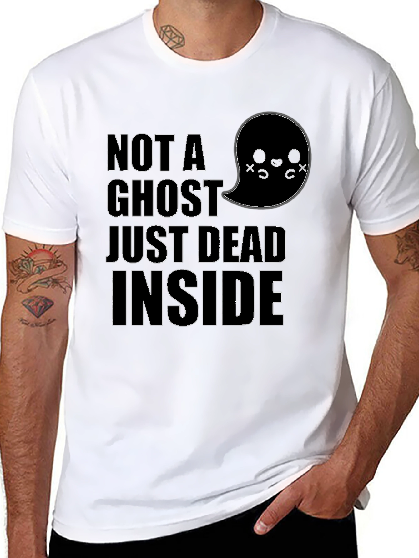 Black Not A Ghost Dead Inside Funny Graphic Tee view 8