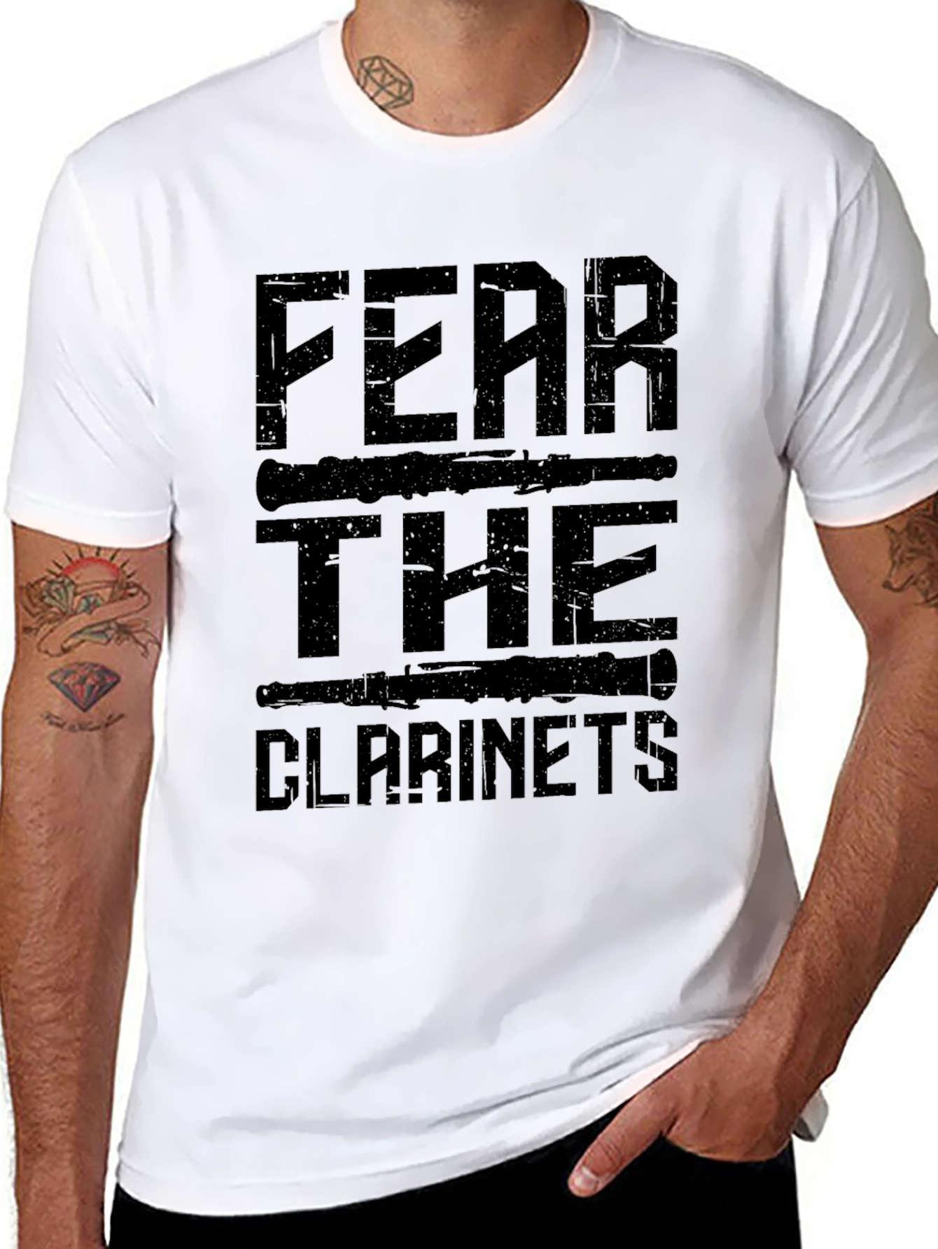 Black Fear The Clarinets Graphic T-Shirt - Musician Apparel view 8