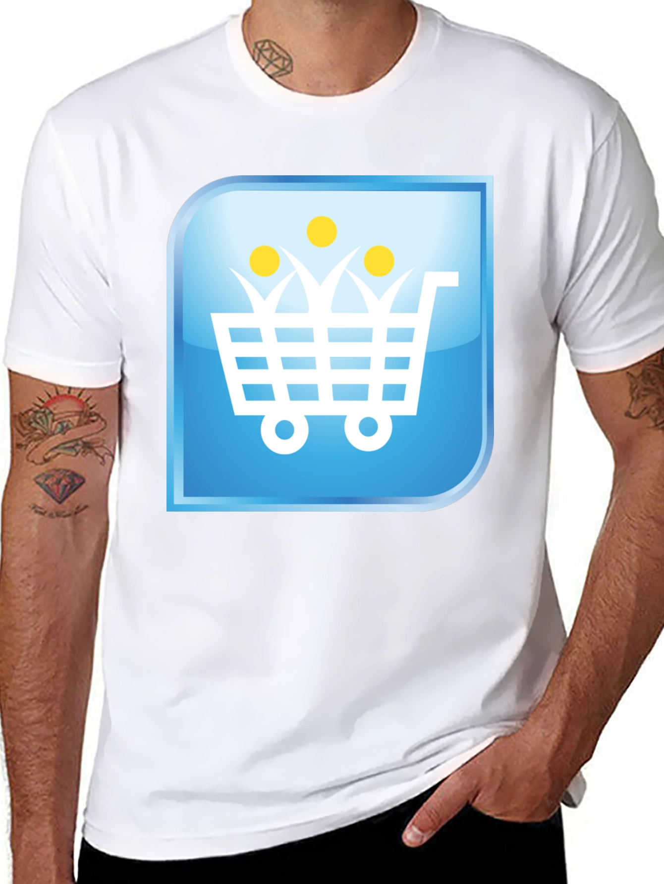 Black Shopping Cart People Black T-Shirt view 8