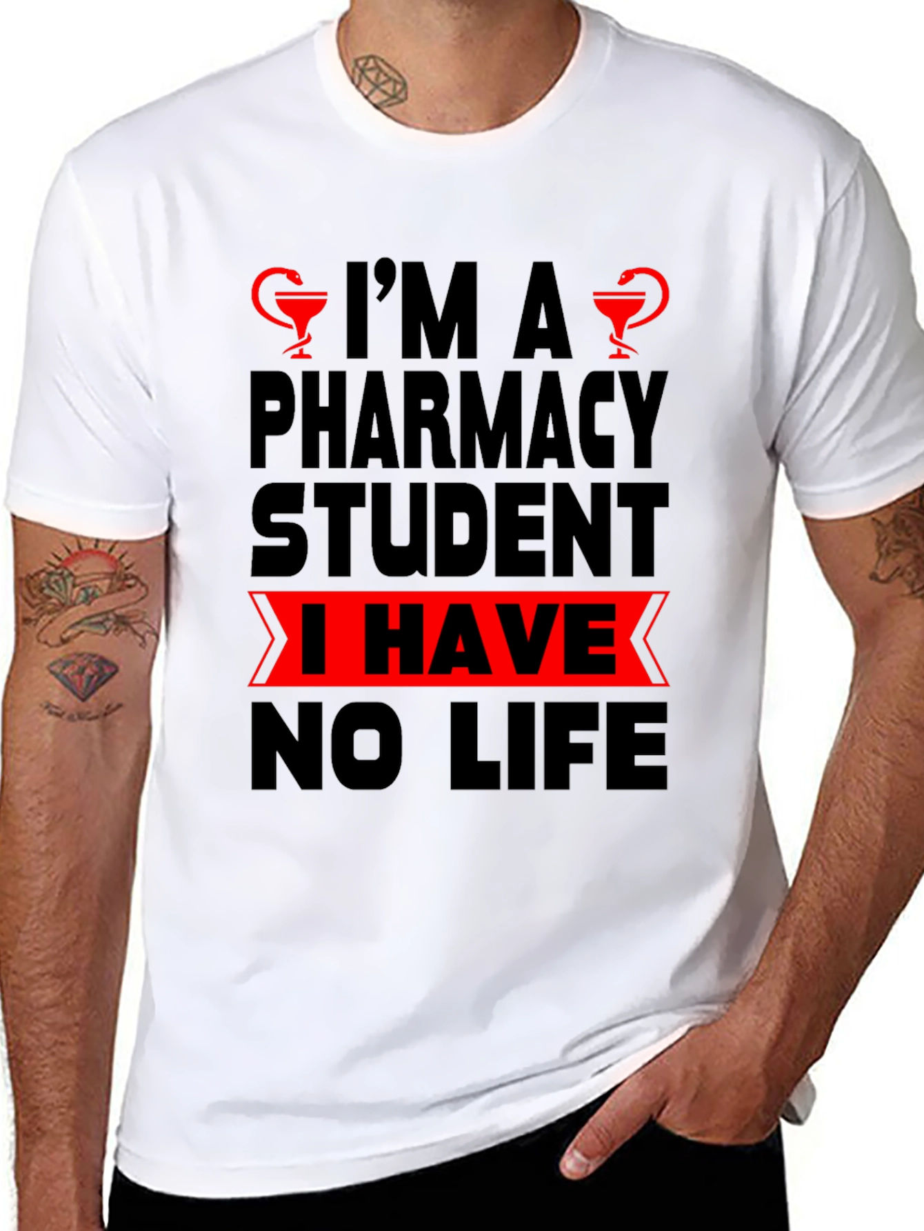 Black Pharmacy Student No Life Graphic T-Shirt view 8