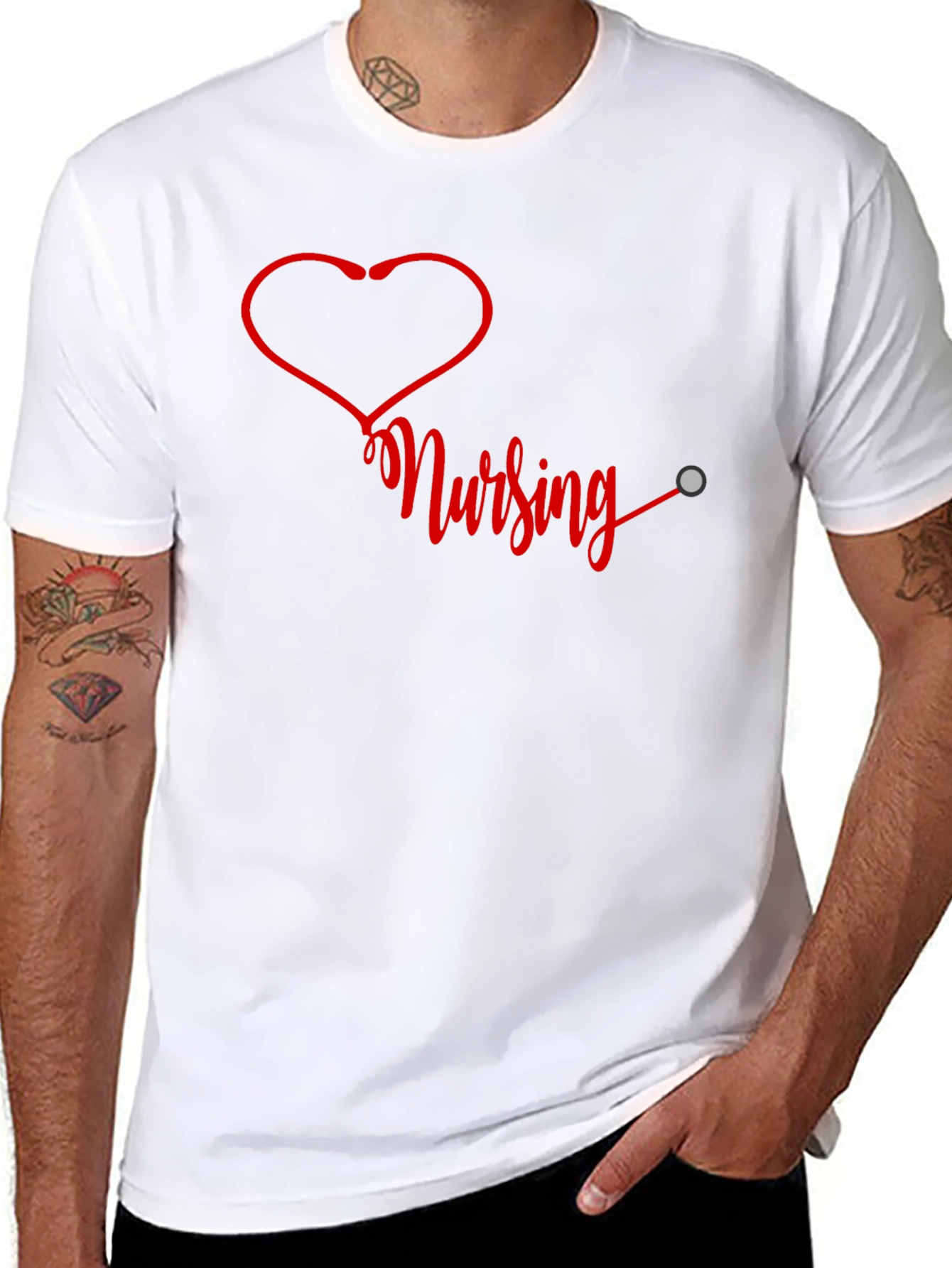 Black Nursing Heartbeat Graphic T-Shirt - Black view 8