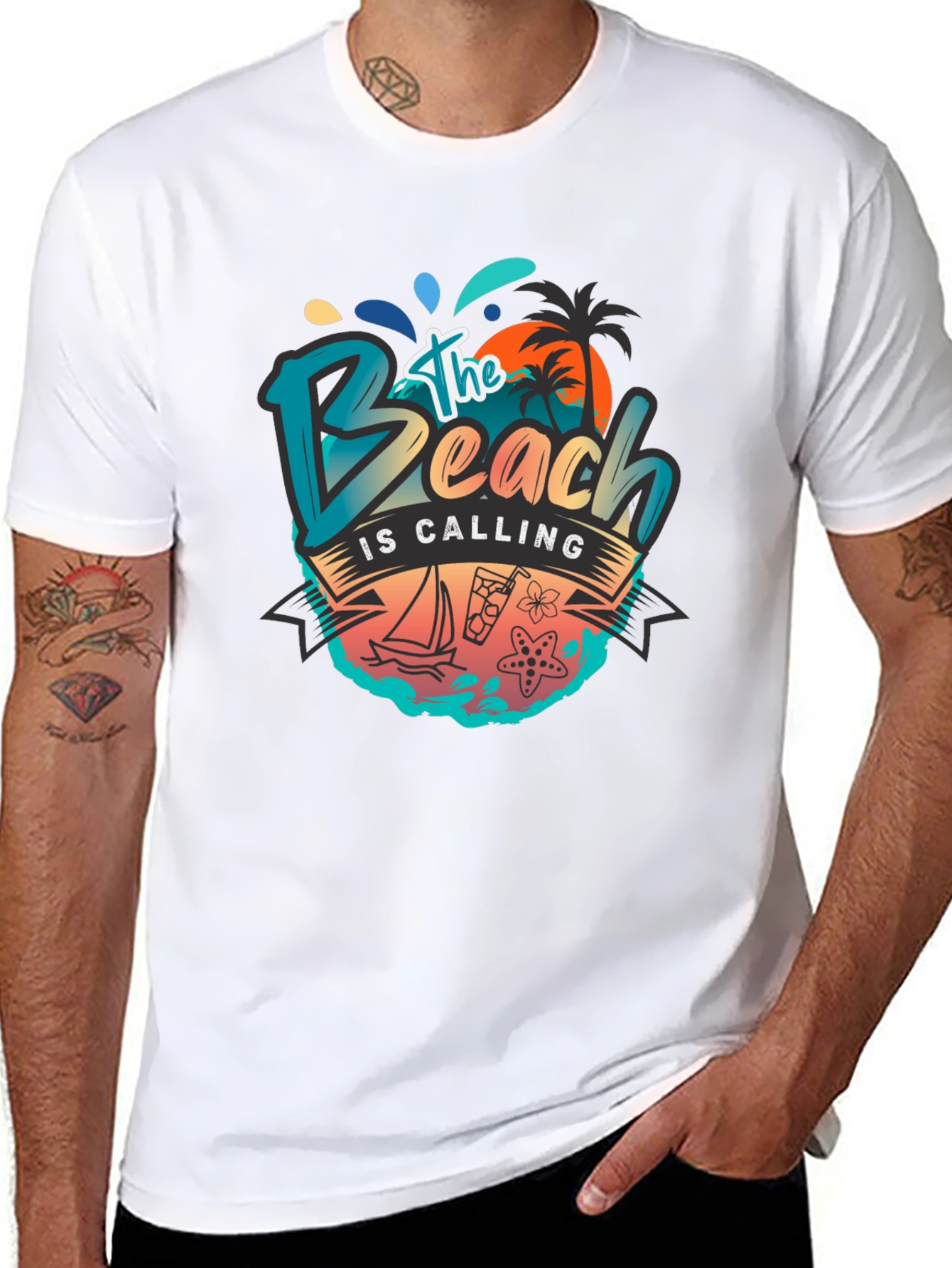 Black The Beach Is Calling Graphic T-Shirt - Black view 8
