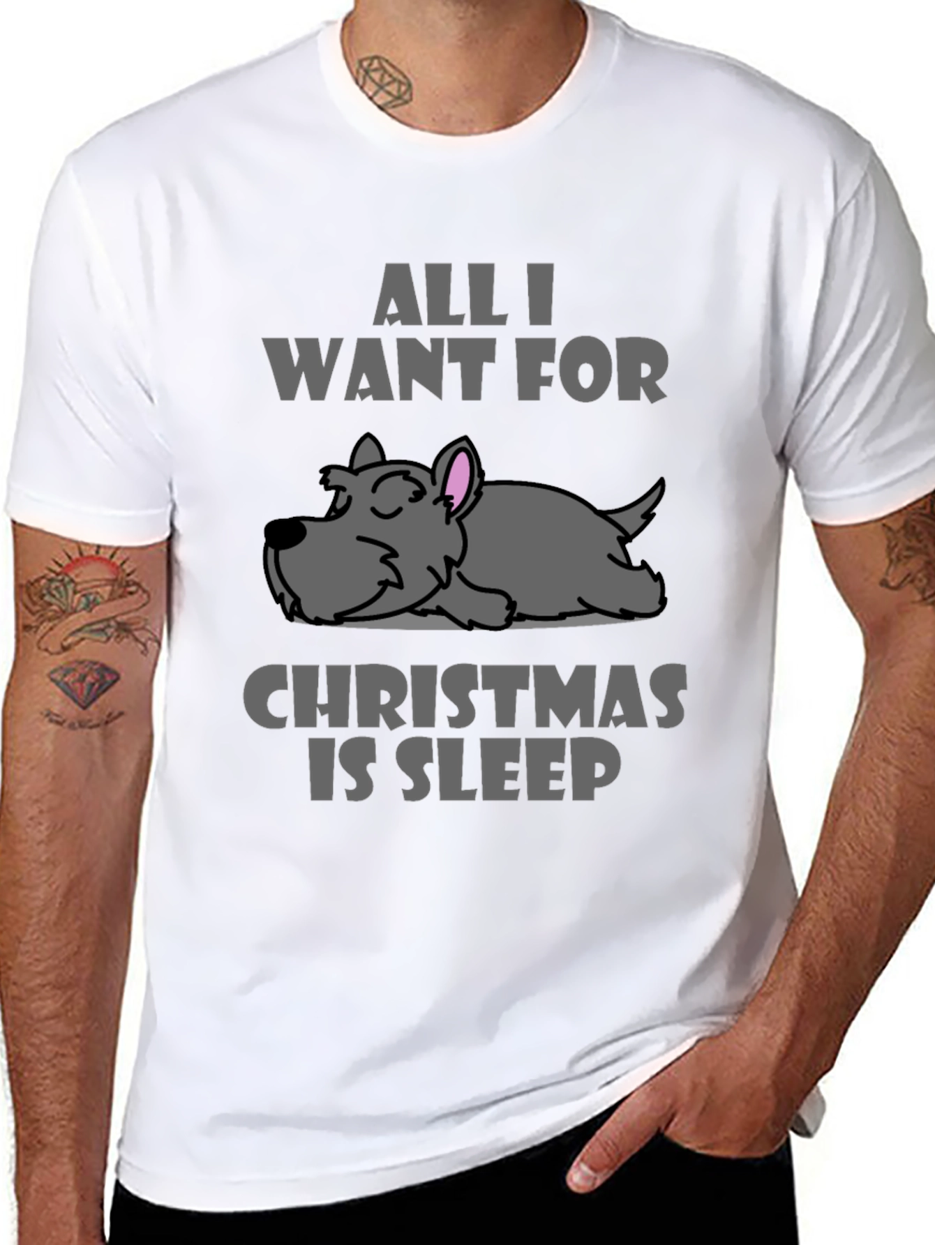 Black All I Want For Christmas Is Sleep T-Shirt view 8