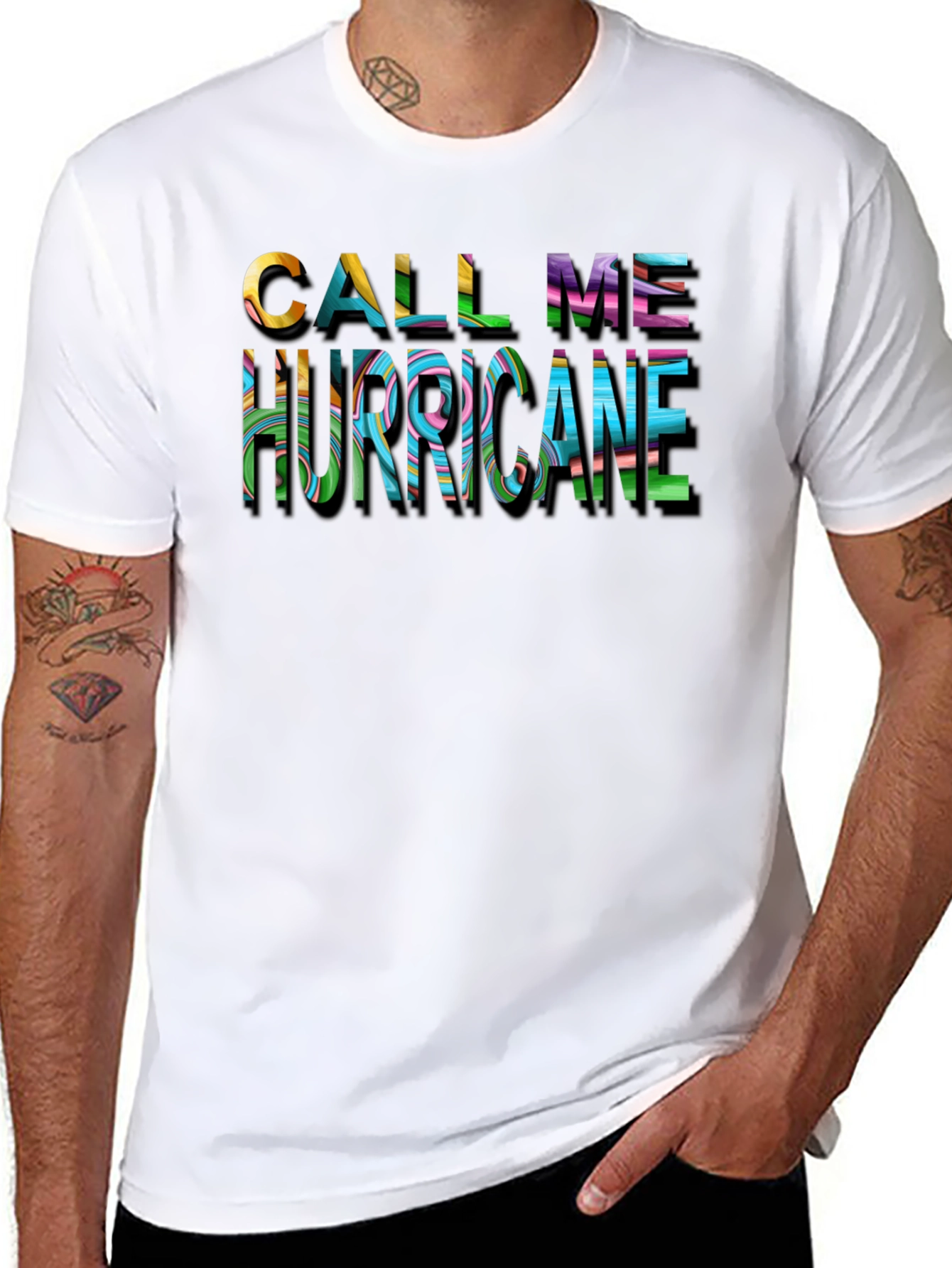 Black Call Me Hurricane Graphic Tee - Soft Cotton view 8