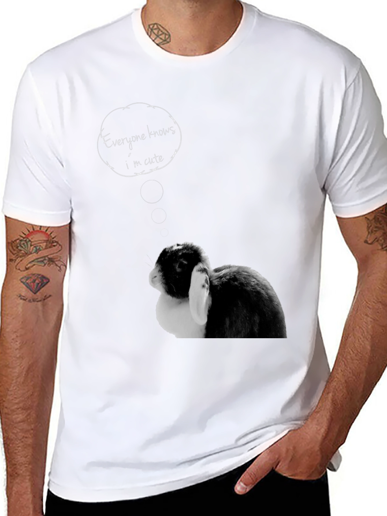 Black Cute Bunny T-Shirt - "Everyone Knows I'm Cute" view 8