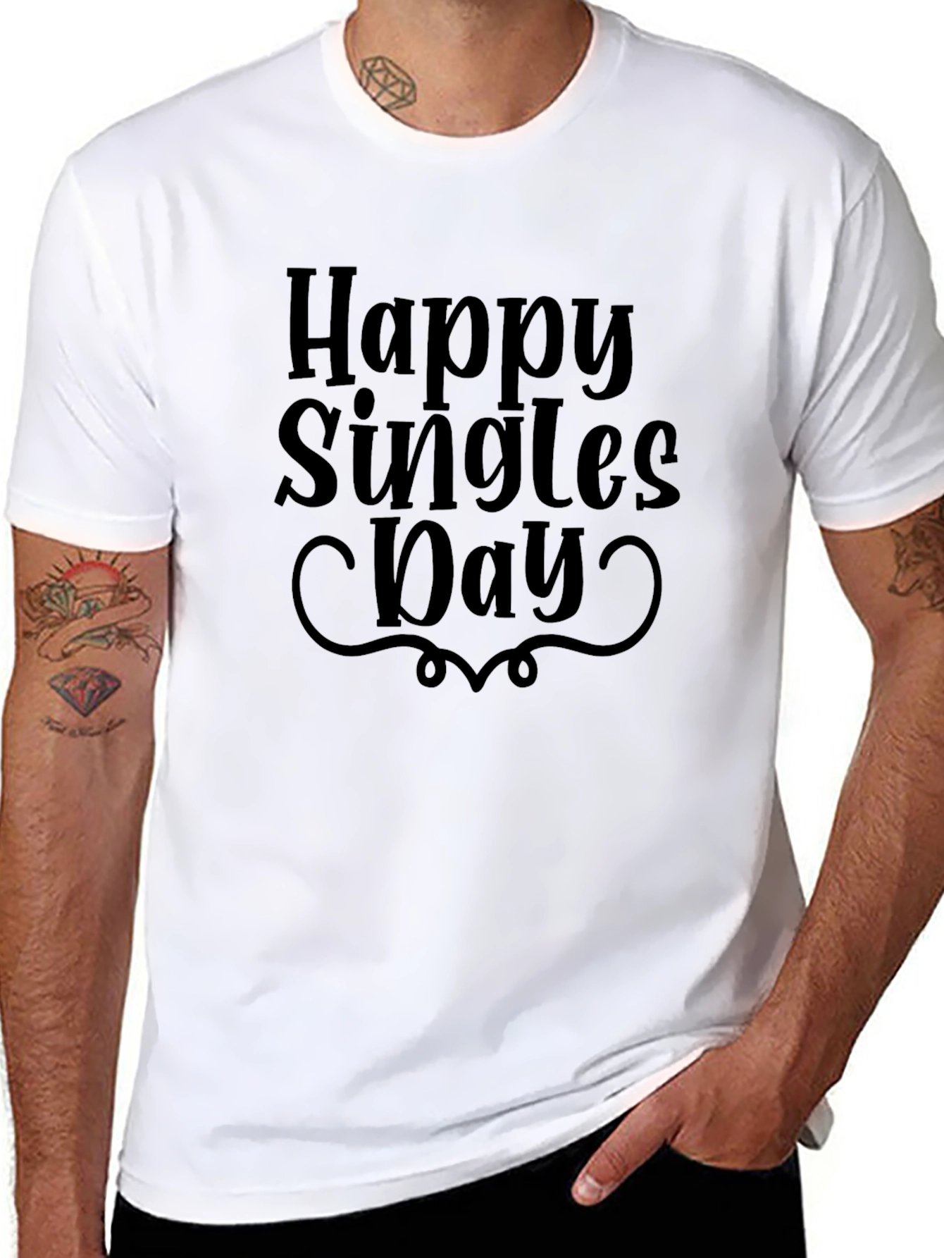 Black Happy Singles Day Black T-Shirt view 8