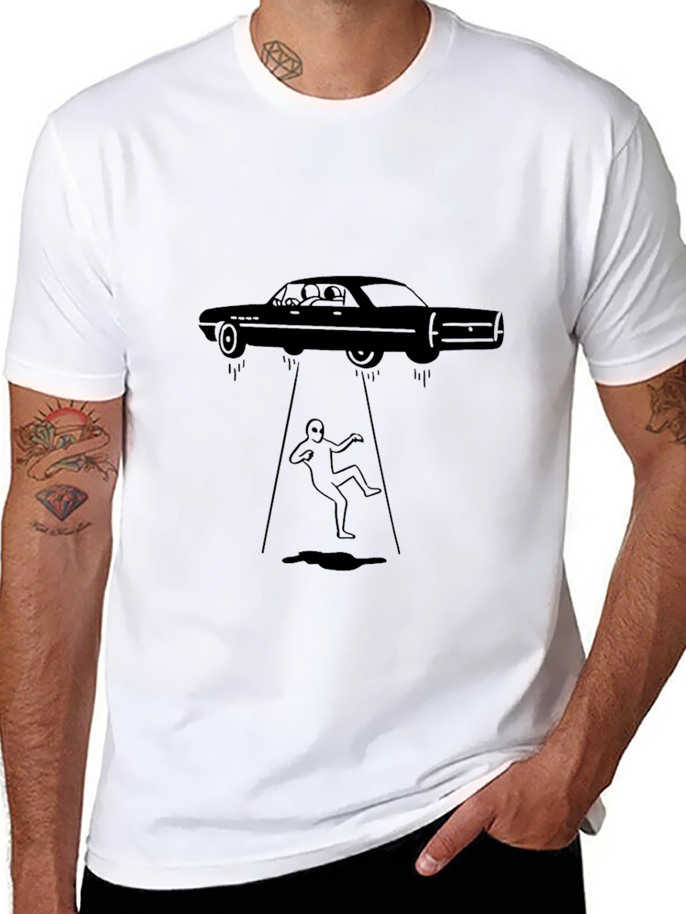 Black Car Abduction Graphic Tee view 8