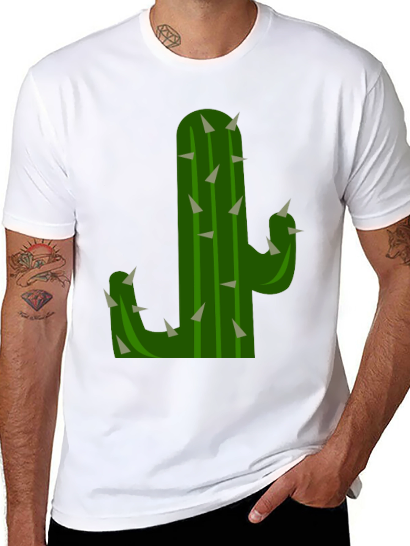 Black Cactus Graphic Tee - Black Cotton T-Shirt view 8