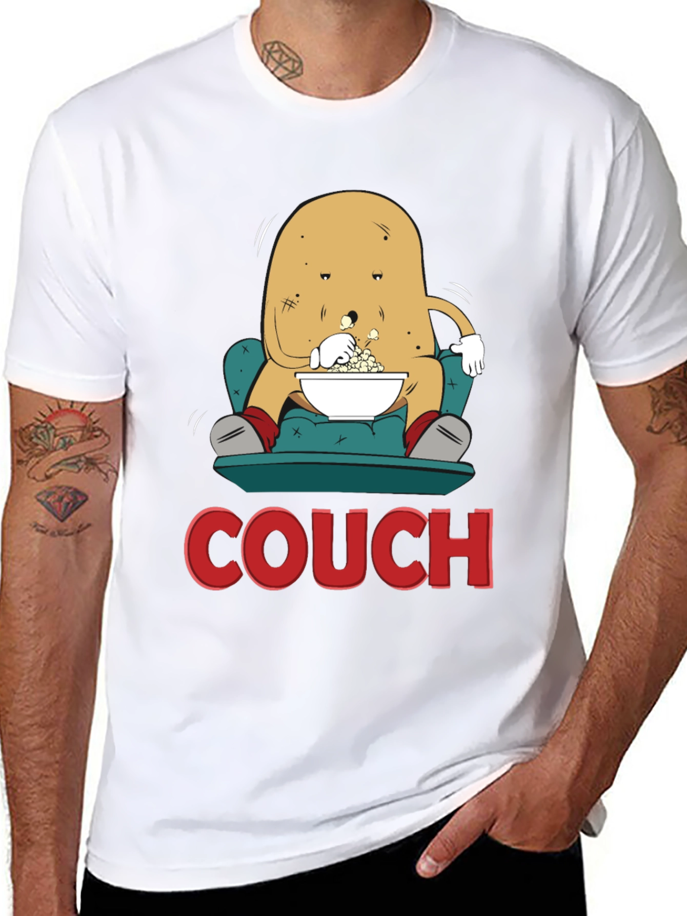 Black Potato Couch T-Shirt - Funny Lazy Spud Tee view 8