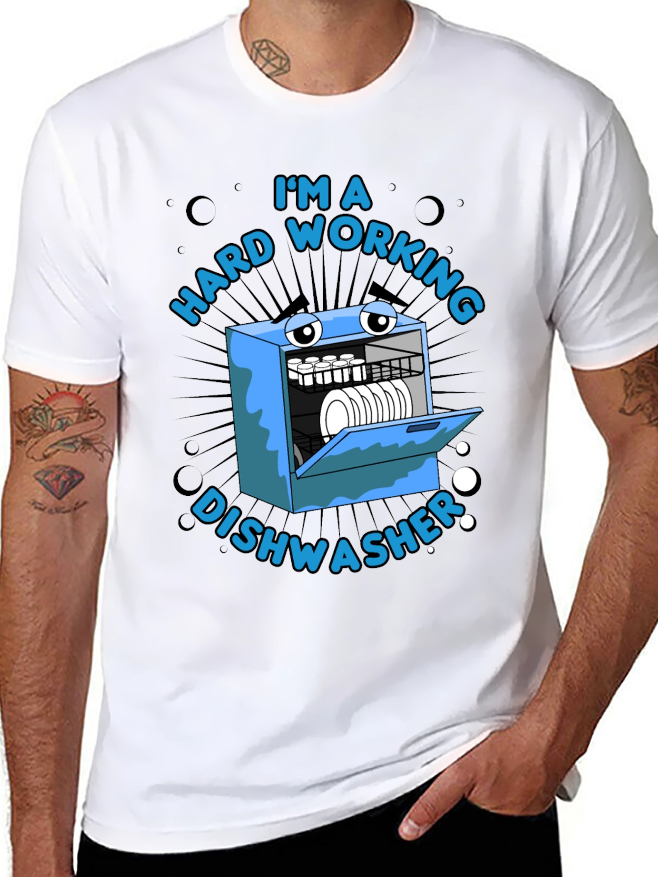 Black Hard Working Dishwasher Graphic T-Shirt view 8