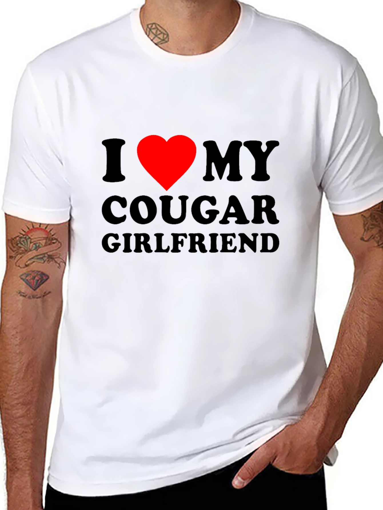 Black I Heart My Cougar Girlfriend T-Shirt - Bold Graphic Tee view 8