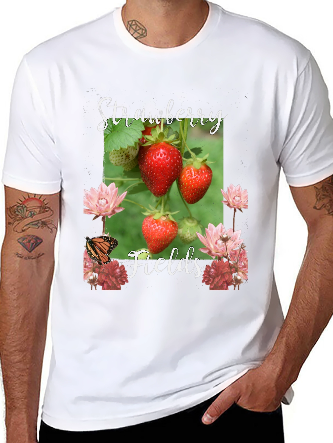 Black Strawberry Fields Graphic T-Shirt view 8