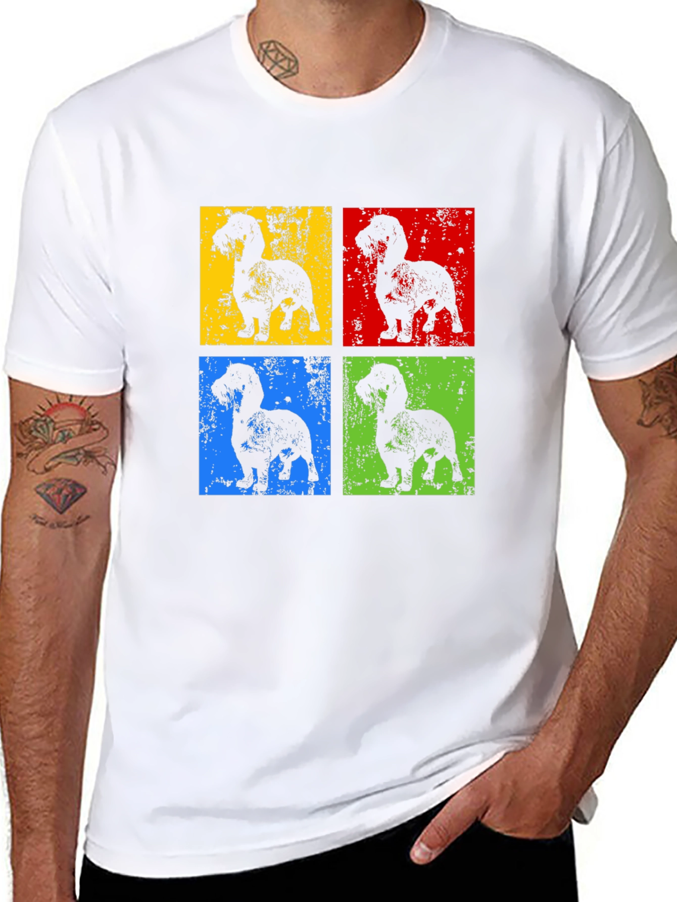Black Dachshund Pop Art T-Shirt - Modern Dog Lover Tee view 8