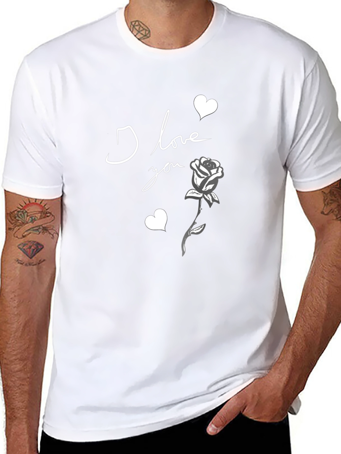 Black I Love You Rose Graphic Tee - Black view 8