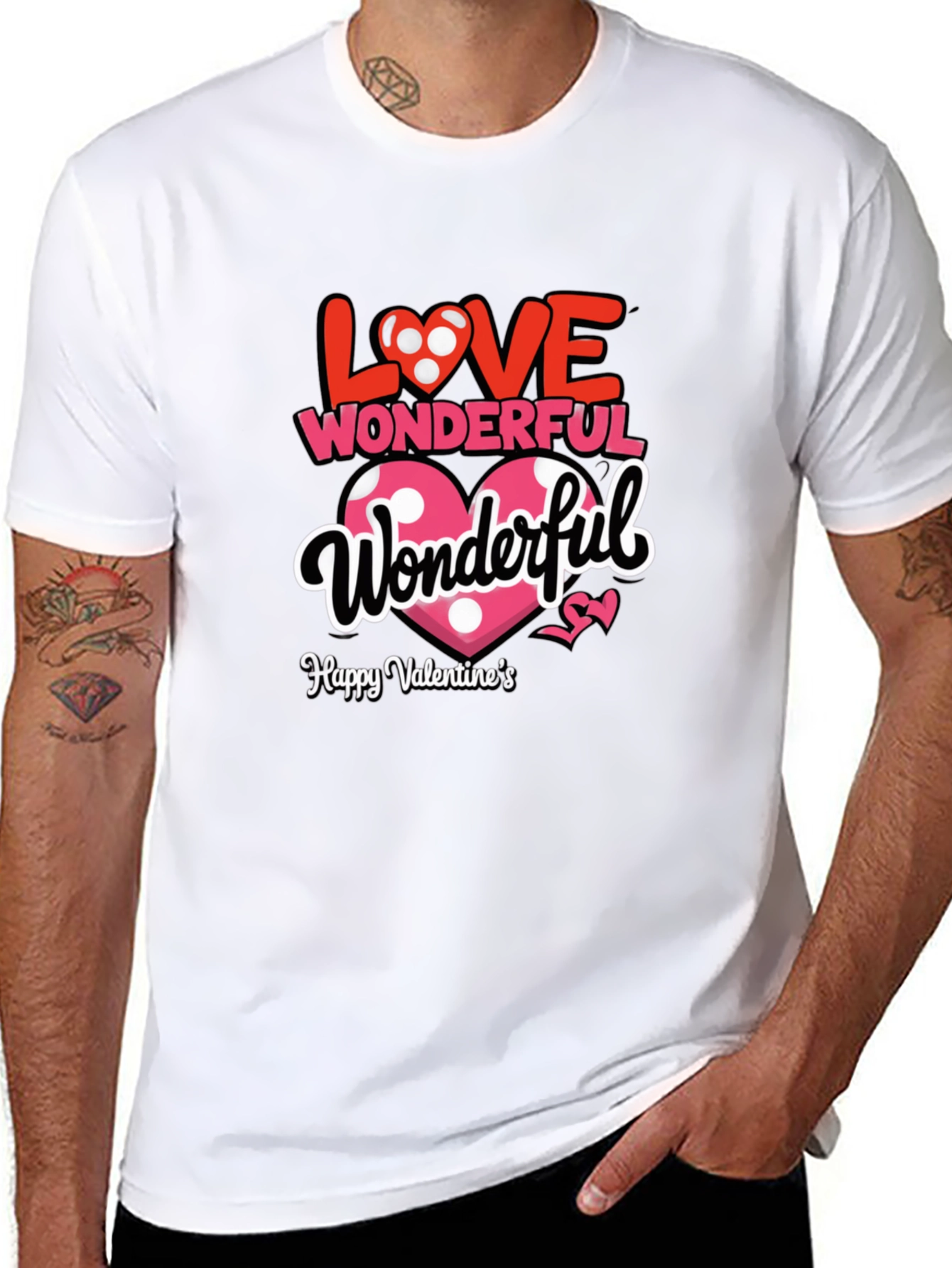 Black Love Wonderful Valentine's Day Black T-Shirt view 8